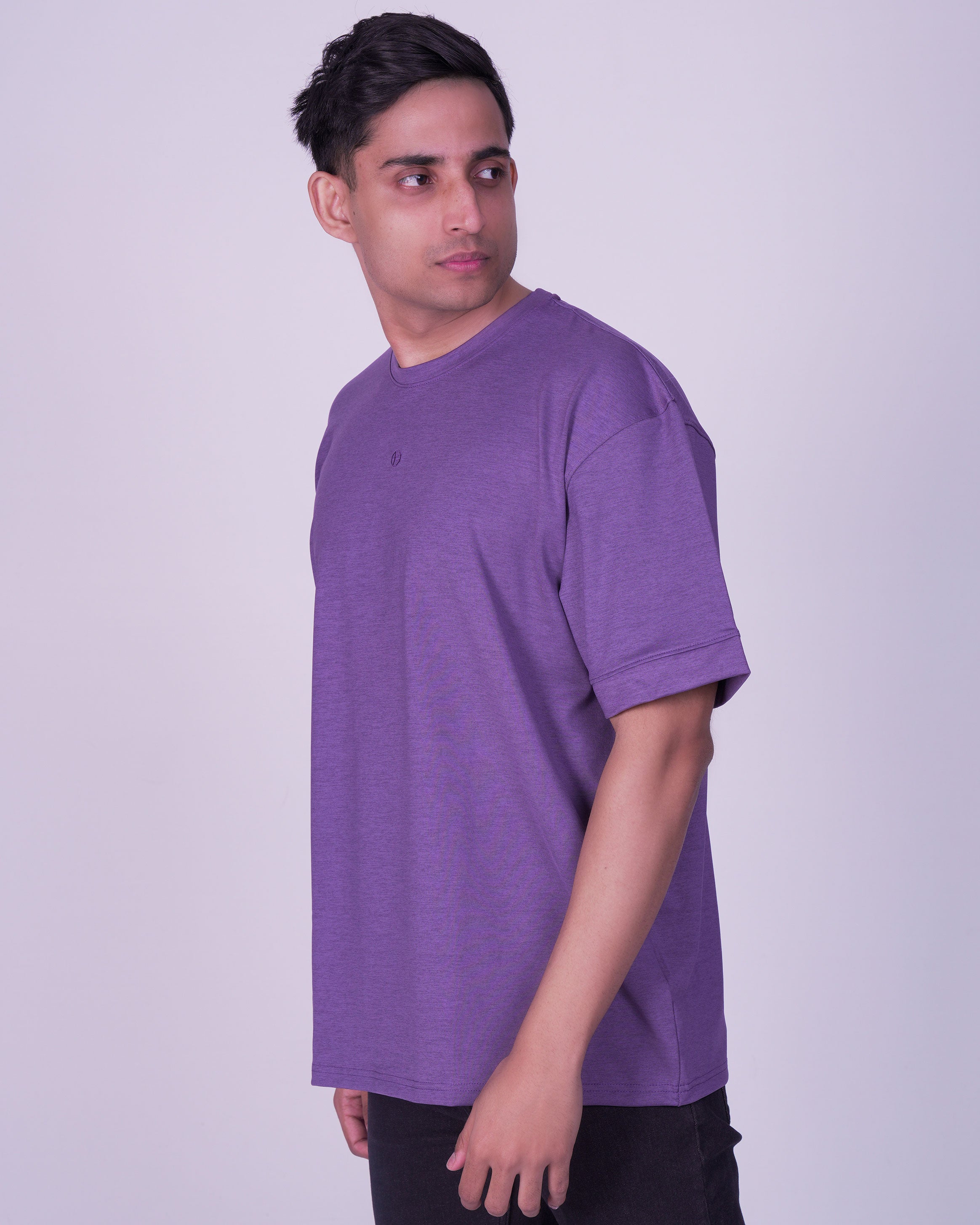 Emerald Oversized Plain Crew Neck Tee-Vintag Violet