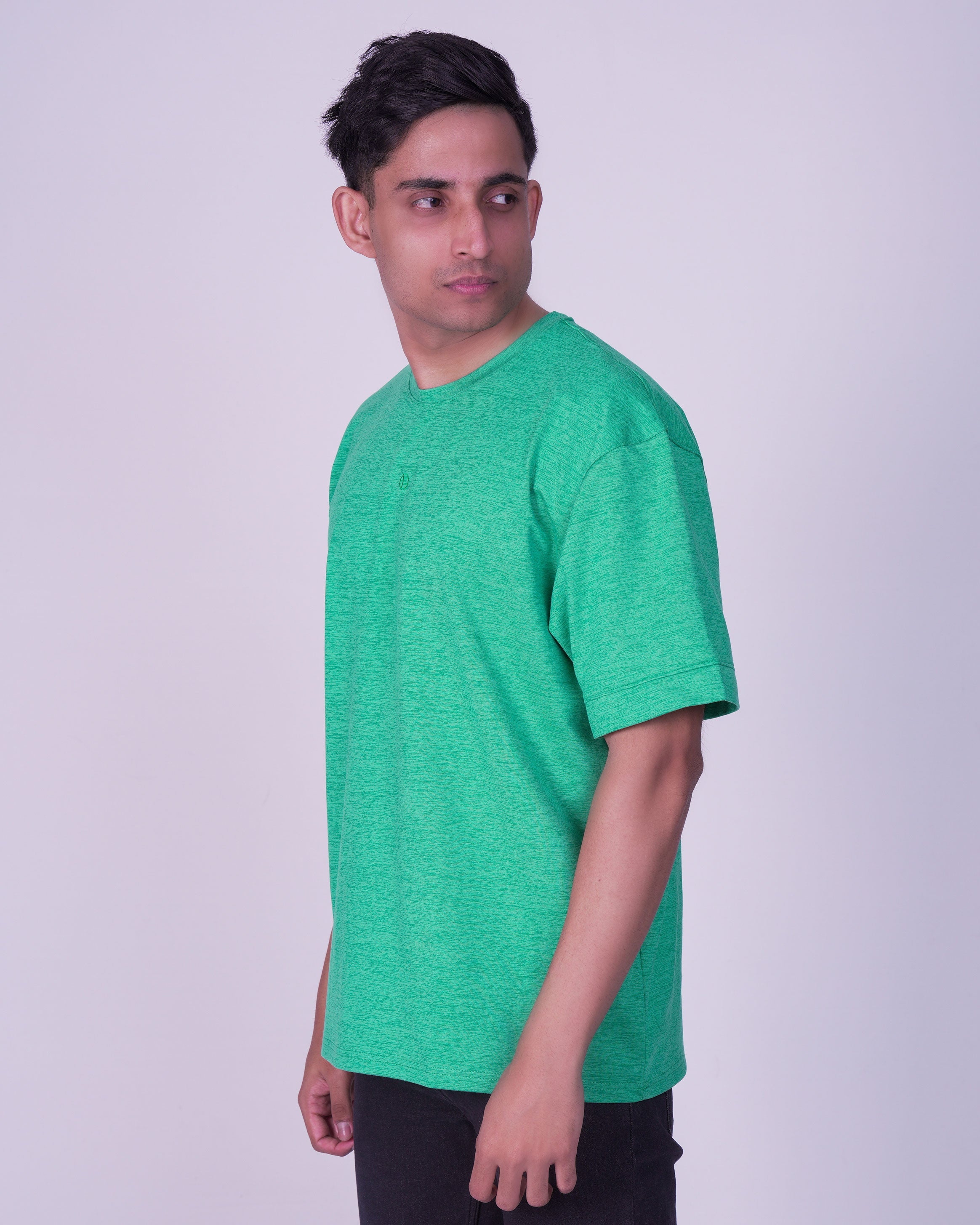 Emerald Oversized Plain Crew Neck Tee-Golf Green