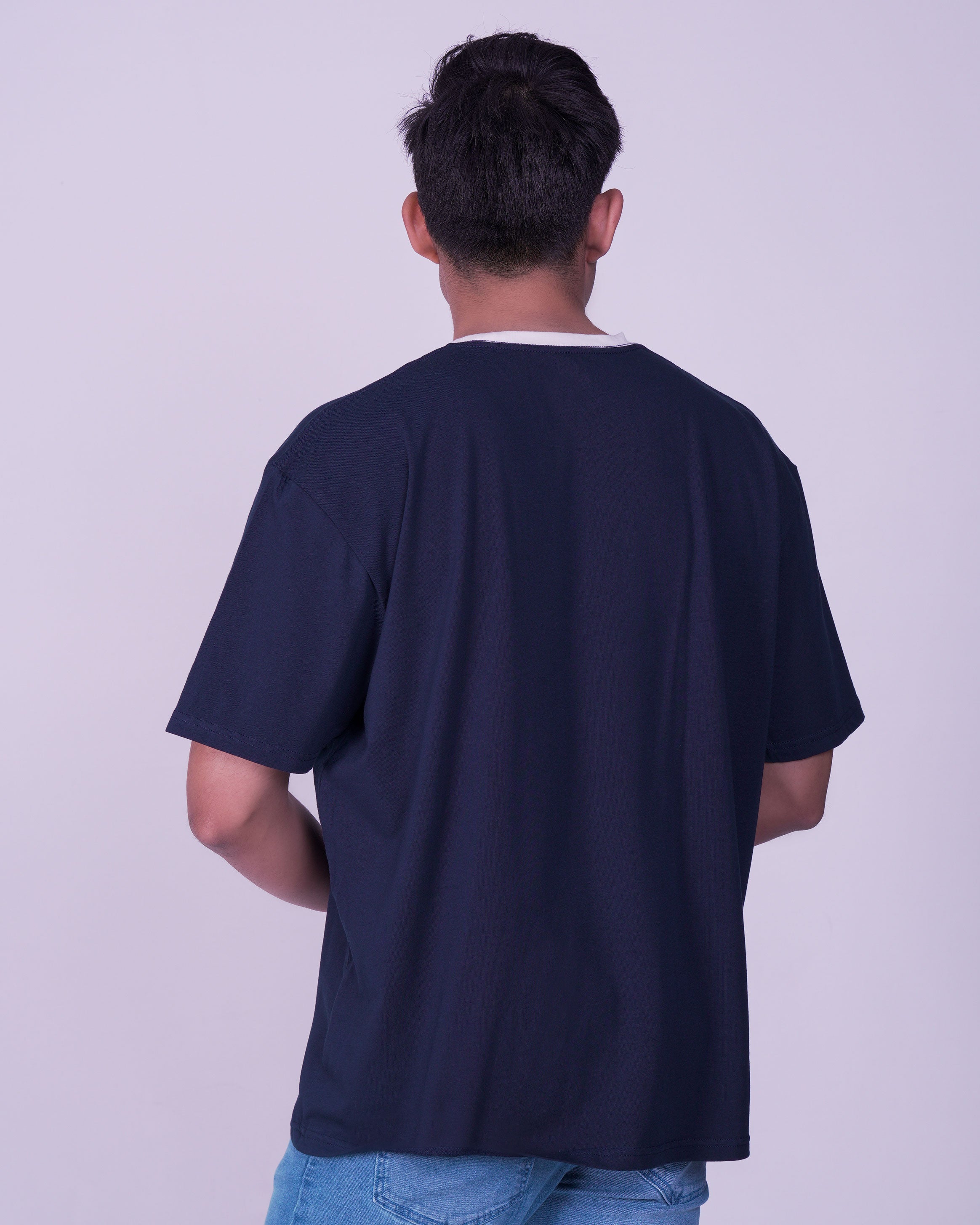 Emerald Oversized Plain Crew Neck Tee-Blue Nights