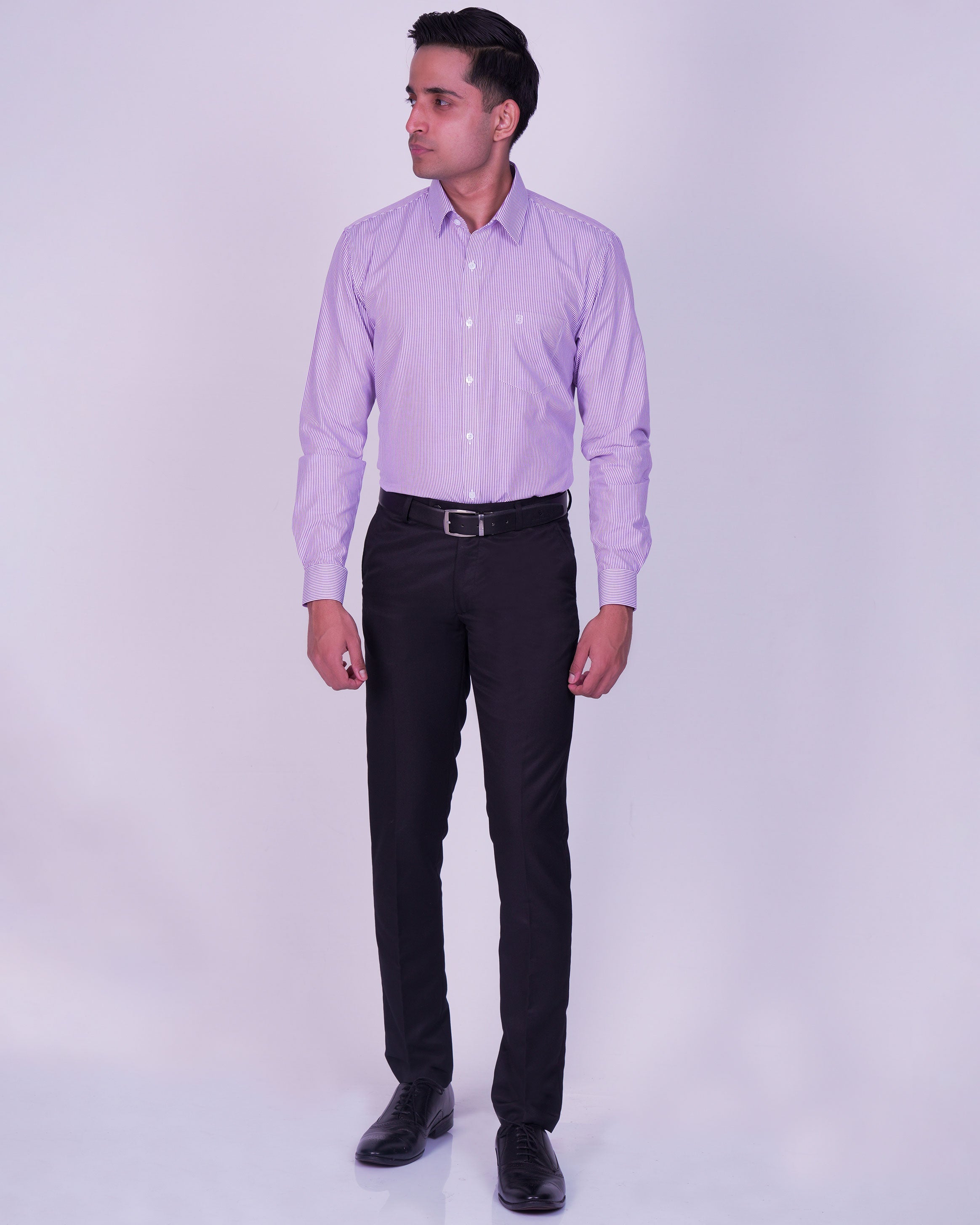 Emerald Corporate Narrow London Stripe Slim Fit-Paisley Purple