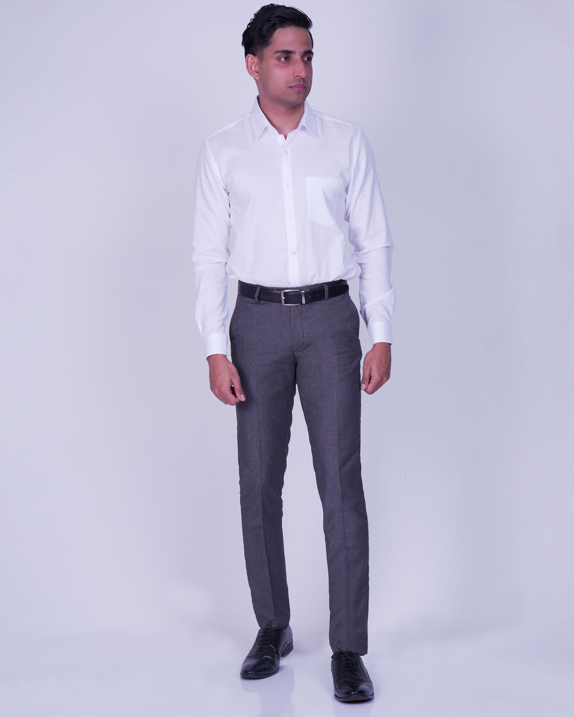 Emerald Corporate Dobby Slim Fit-Snow White