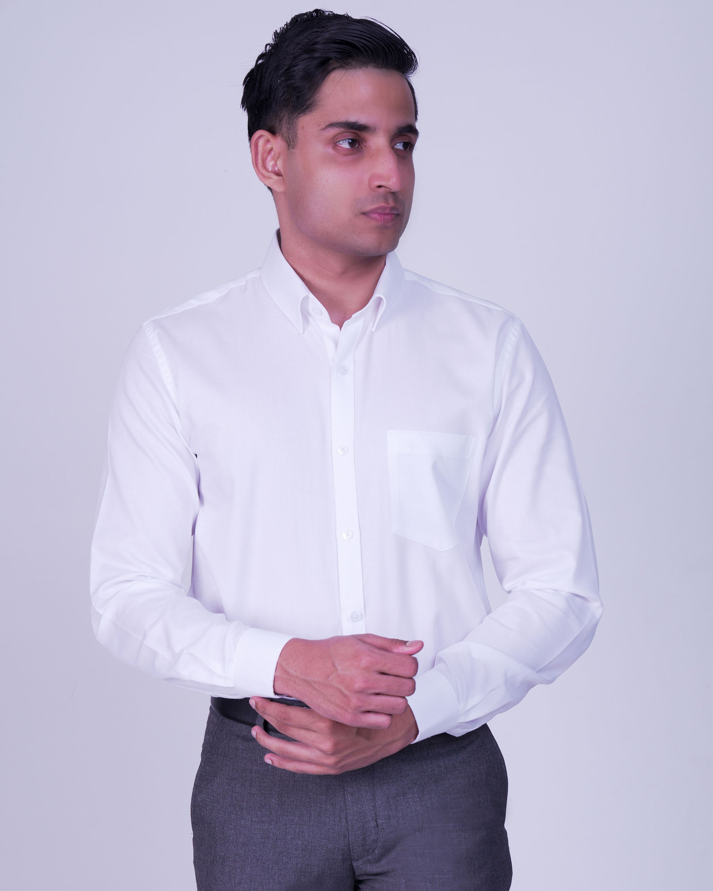 Emerald Corporate Dobby Slim Fit-Snow White