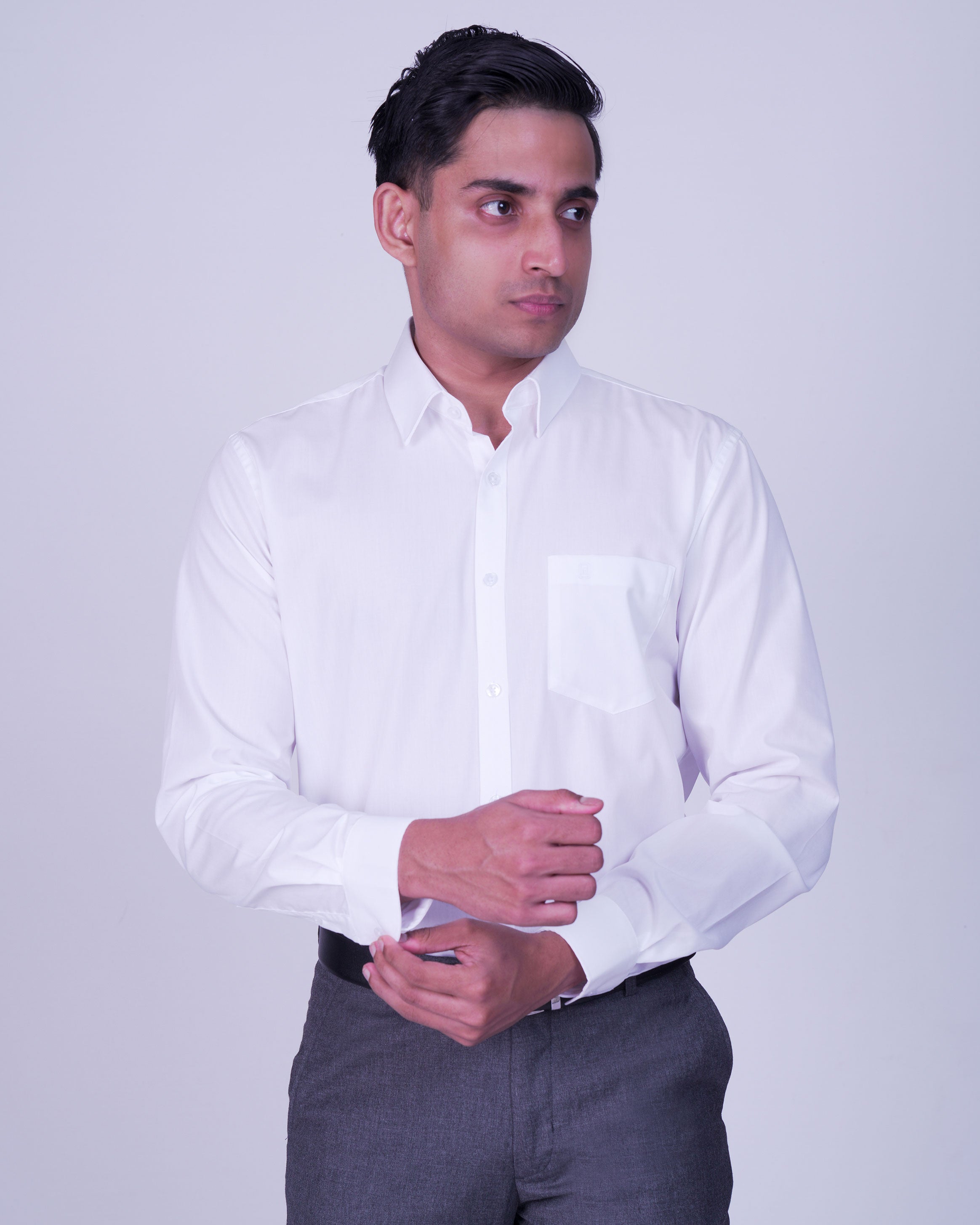 Emerald Corporate Plain Slim Fit-White