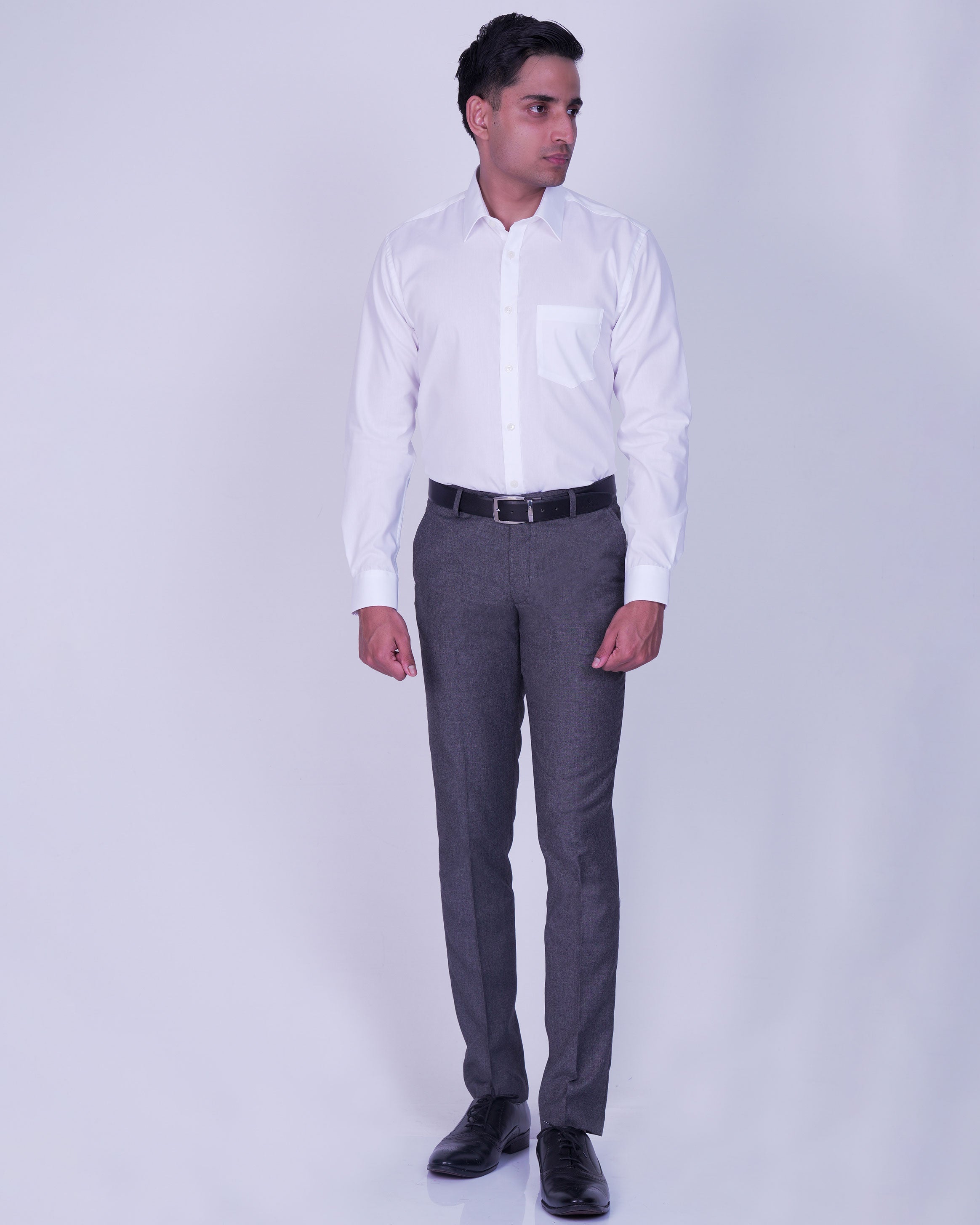 Emerald Majesty Plain Slim Fit-White