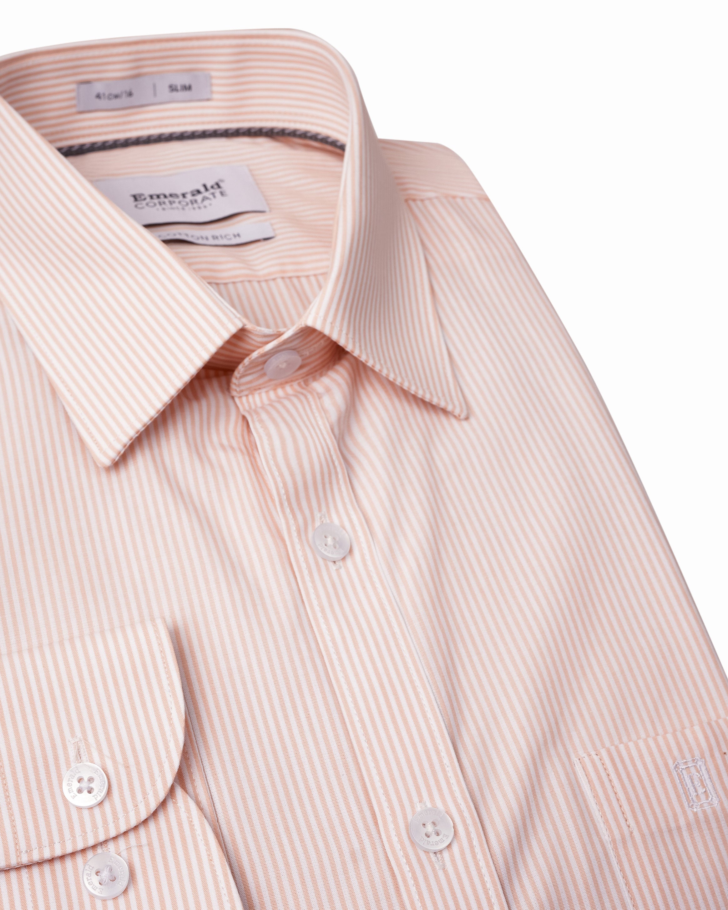 Emerald Corporate Narrow London Stripe Slim Fit - Creme Brulee