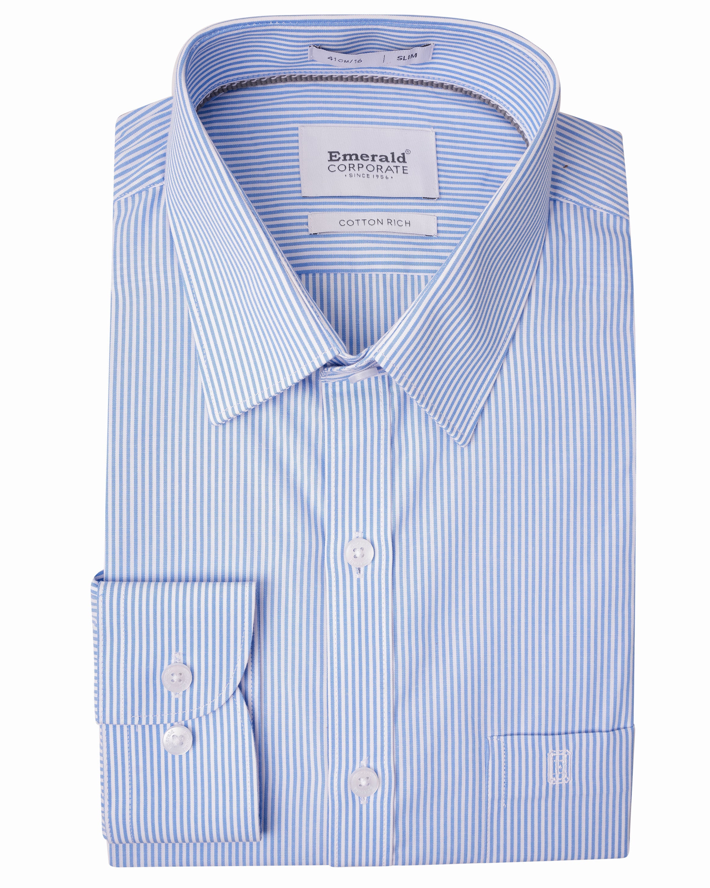 Emerald Corporate Narrow London Stripe Slim Fit - Bright Cobalt