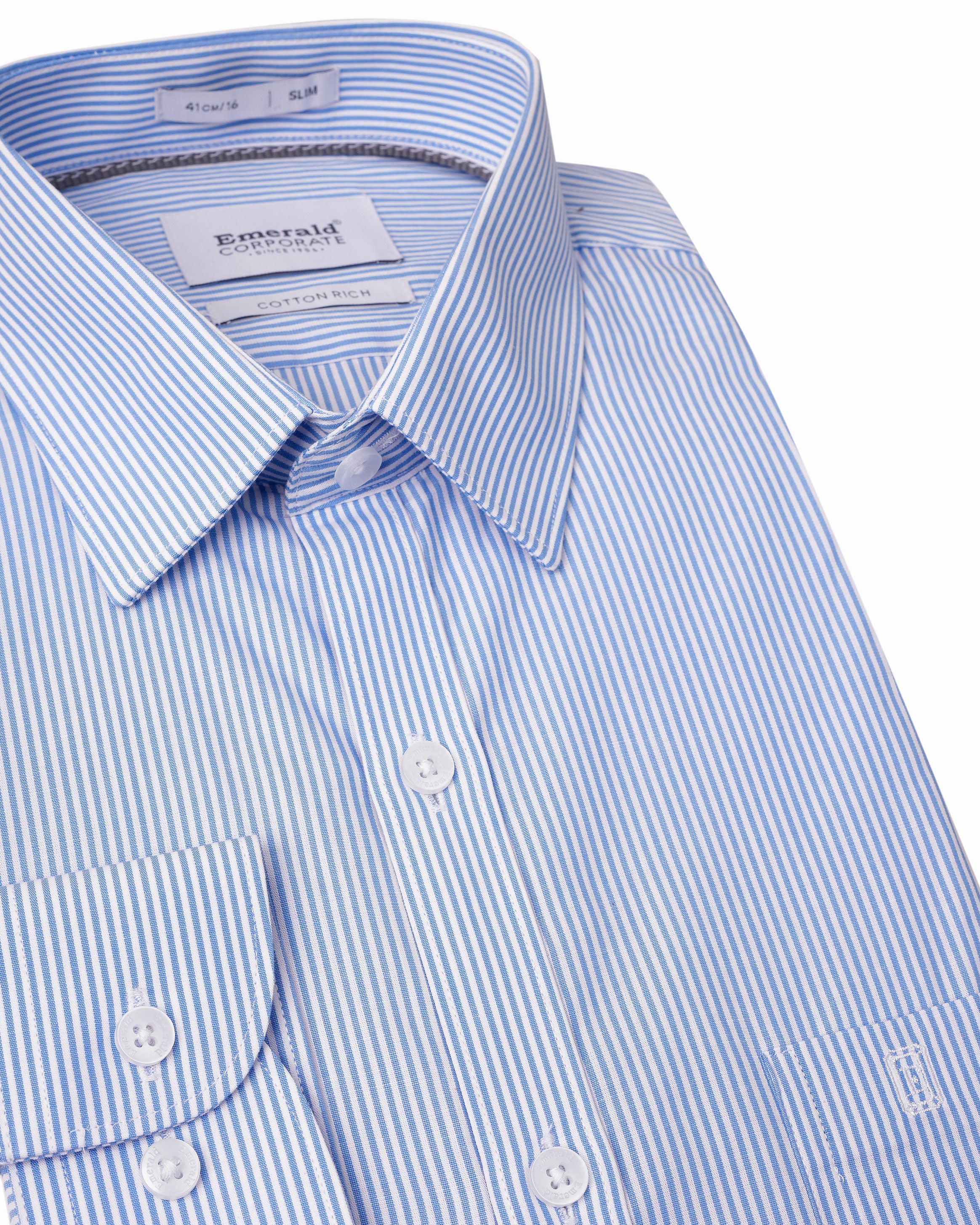 Emerald Corporate Narrow London Stripe Slim Fit - Bright Cobalt
