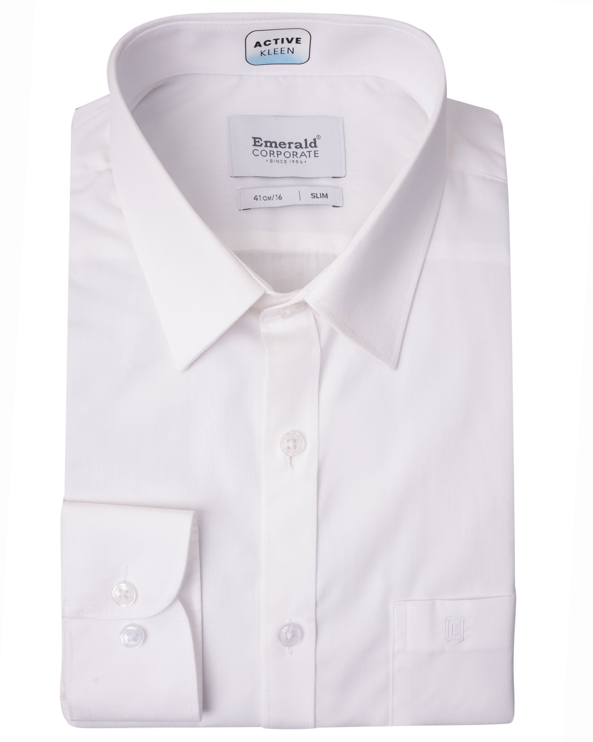 Emerald Corporate Active Kleen Plain Slim Fit - White