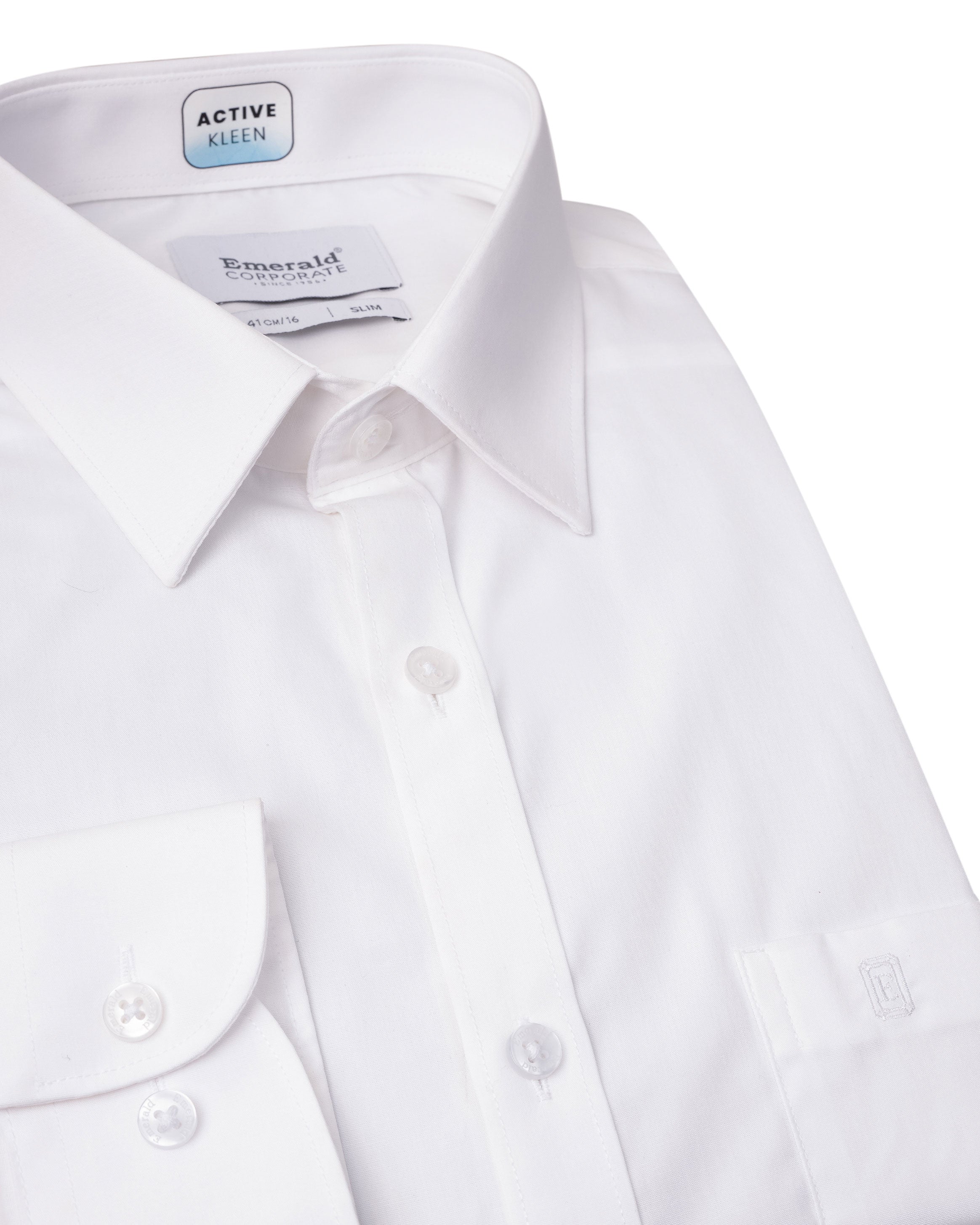 Emerald Corporate Active Kleen Plain Slim Fit - White