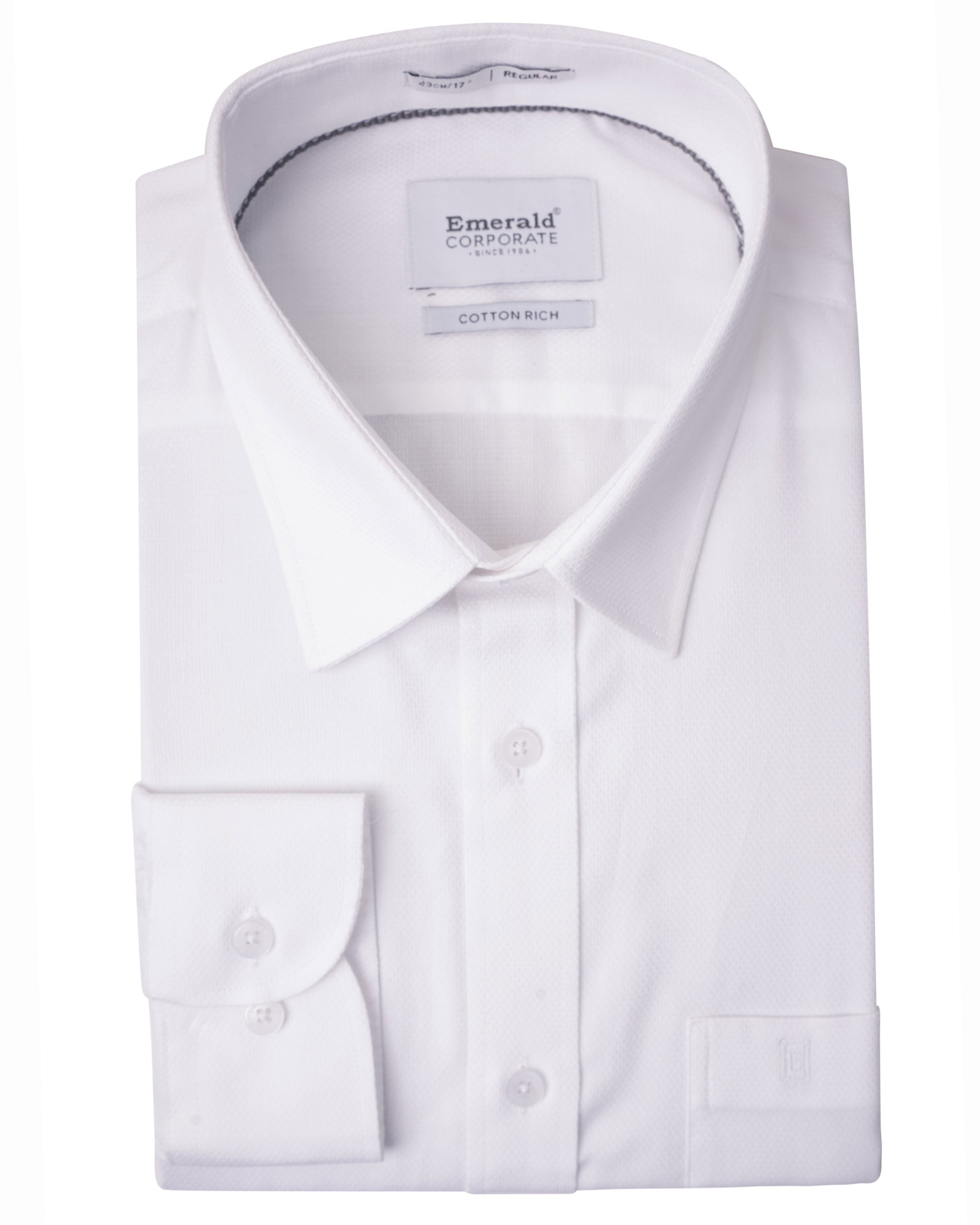 Emerald Corporate Dobby Regular Fit - Snow White