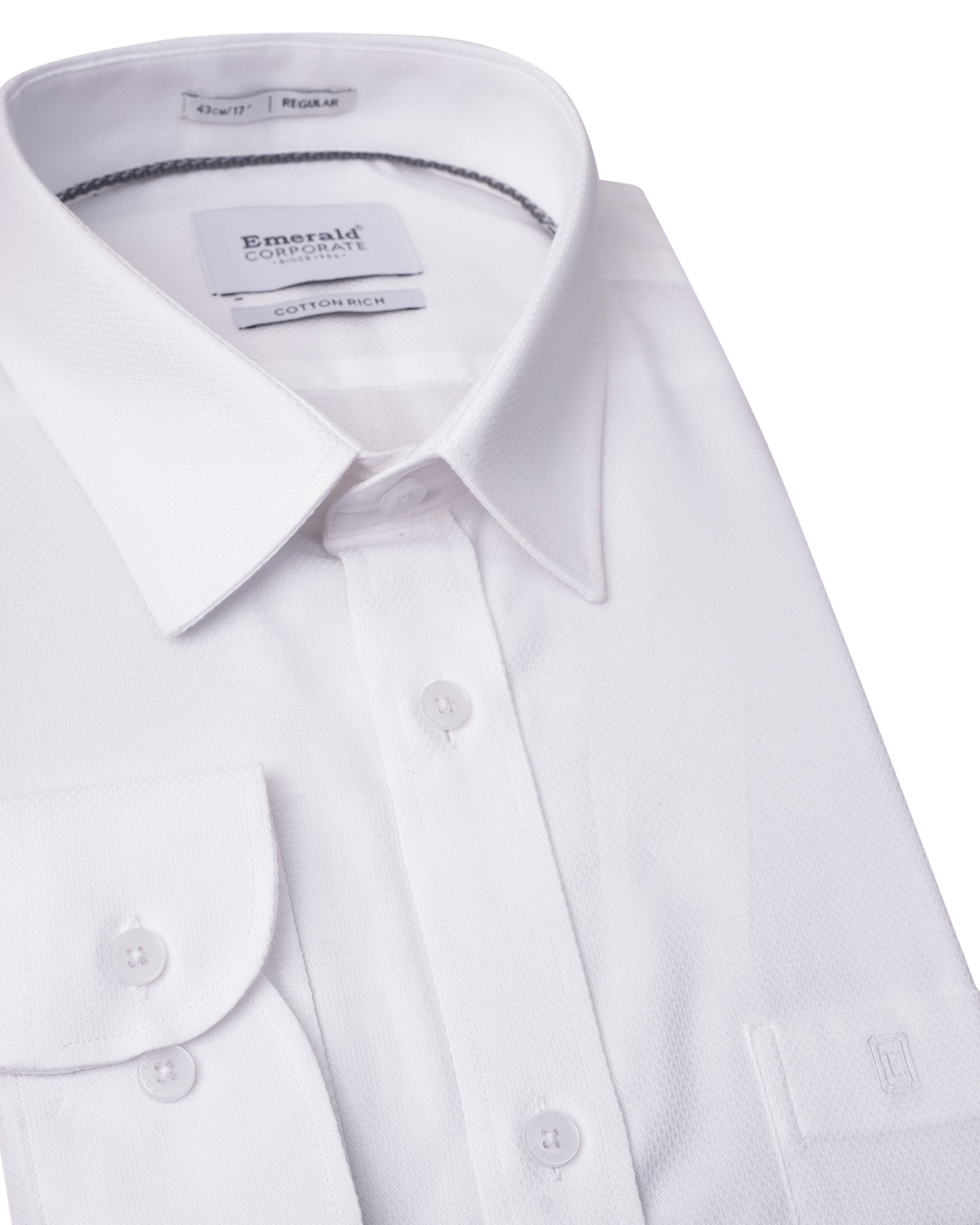 Emerald Corporate Dobby Regular Fit - Snow White