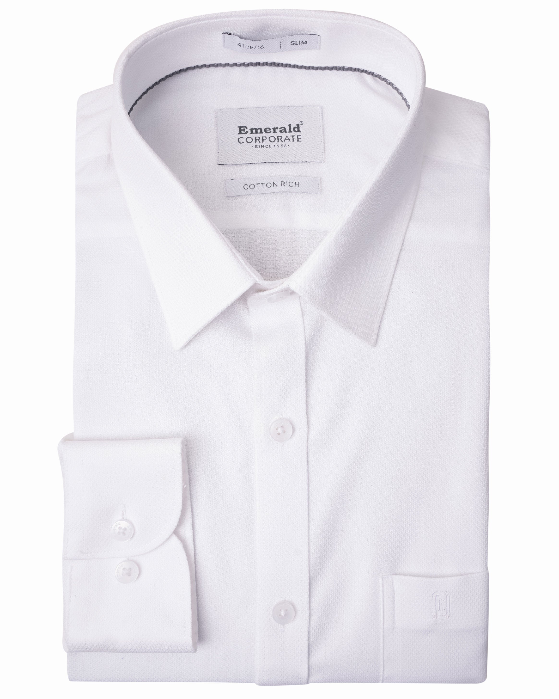 Emerald Corporate Dobby Slim Fit - Snow White