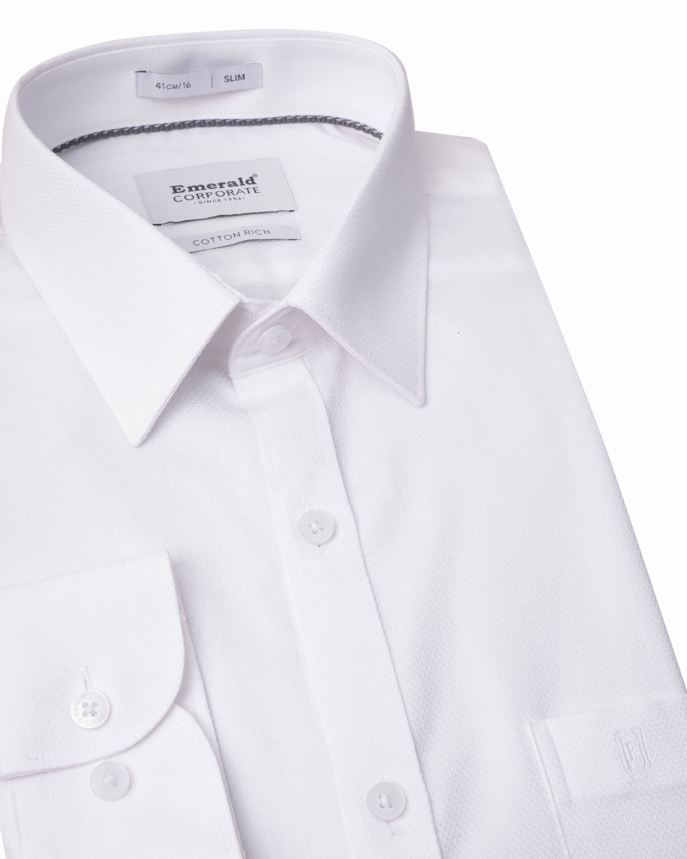 Emerald Corporate Dobby Slim Fit - Snow White