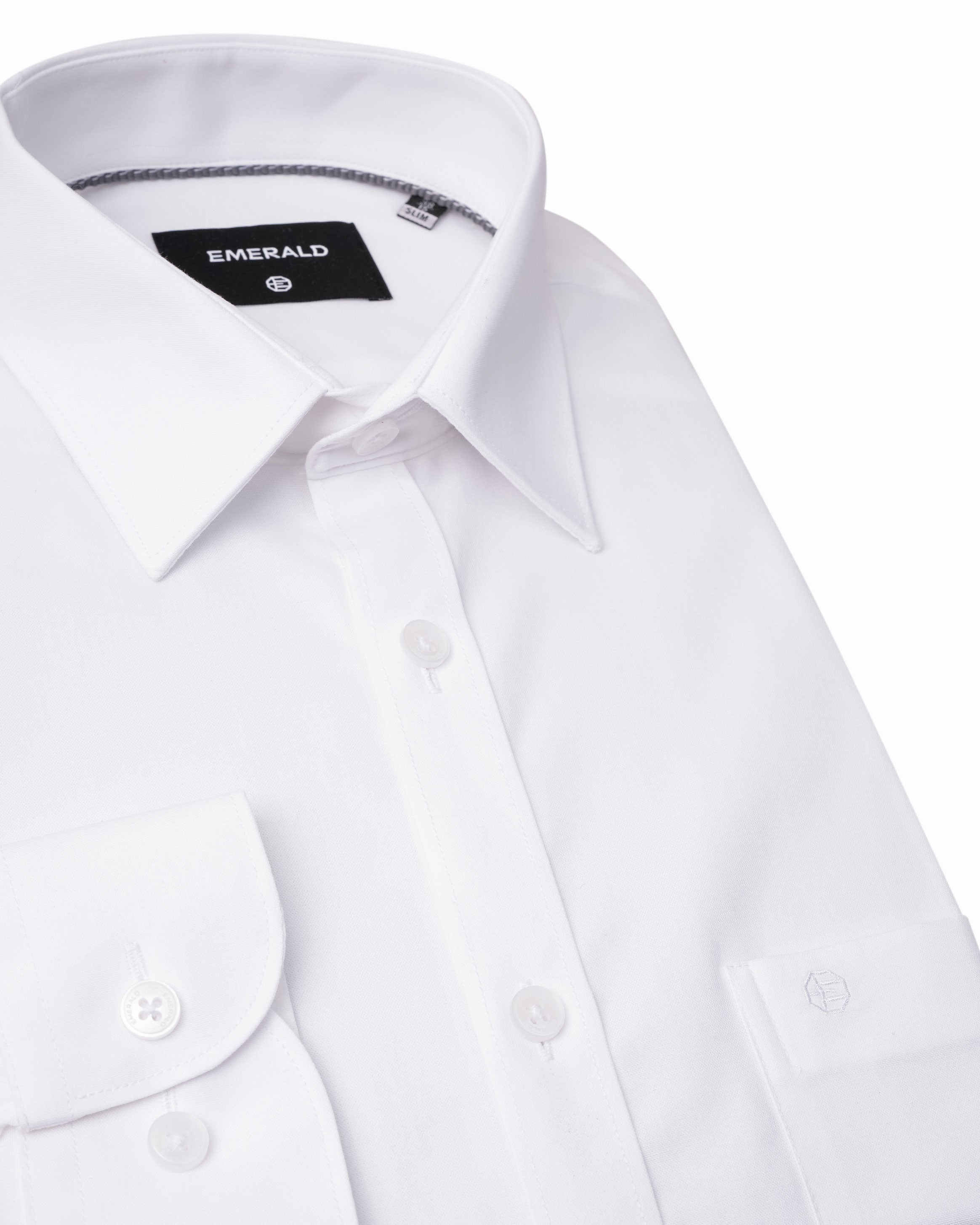 Emerald Corporate Pin Point Oxford Slim Fit - White