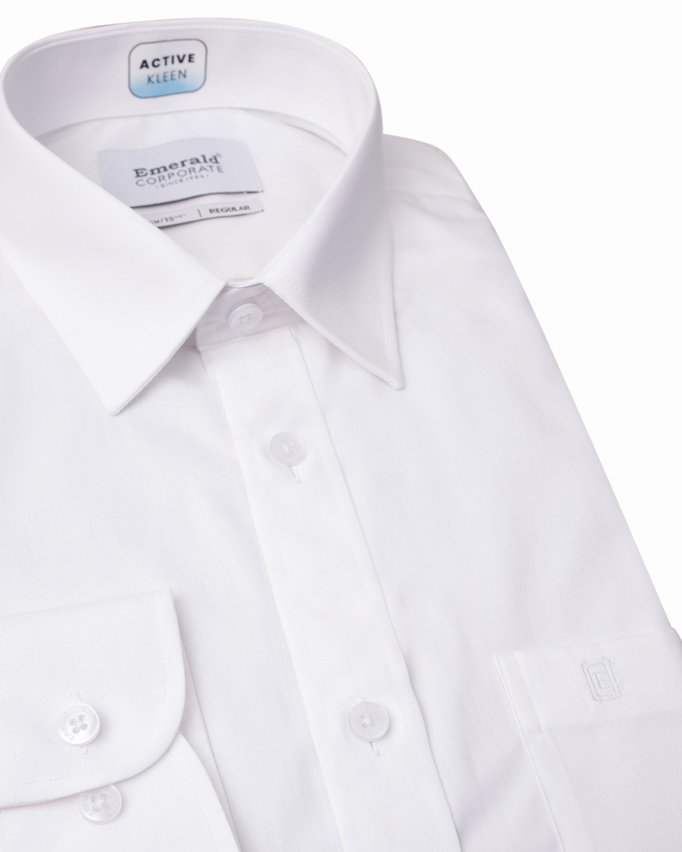 Emerald Corporate Plain Regular Fit - White