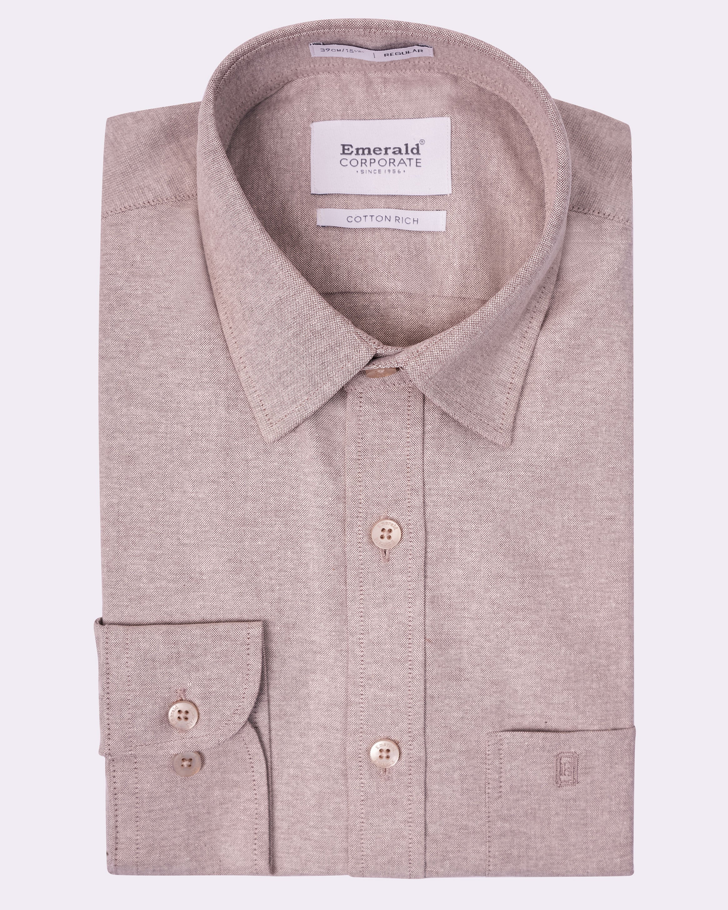 Emerald Corporate Oxford Regular Fit - Brown Toffee