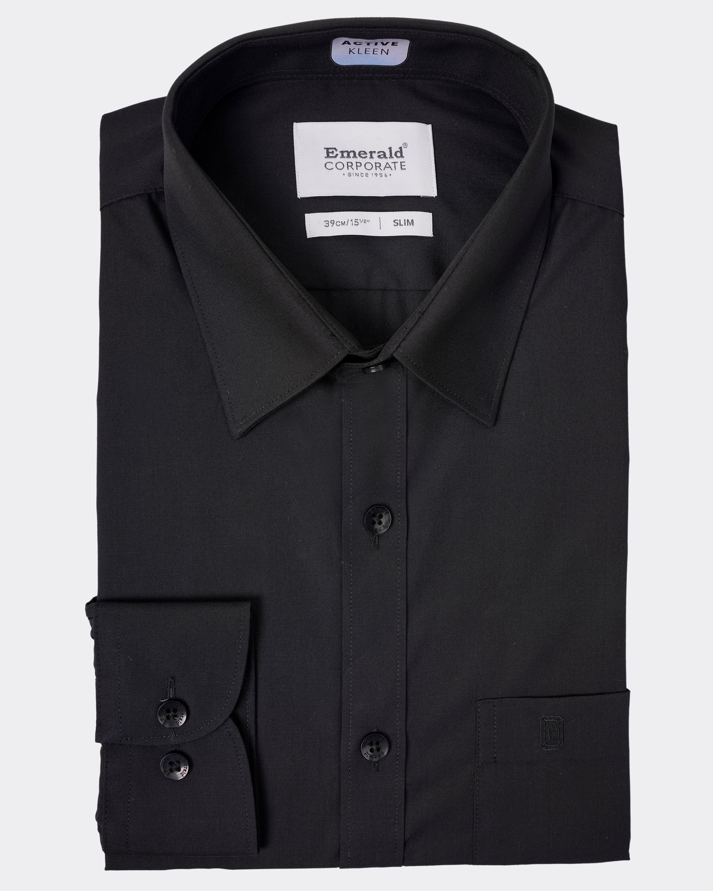 Emerald Corporate Active Kleen Plain Slim Fit - Black