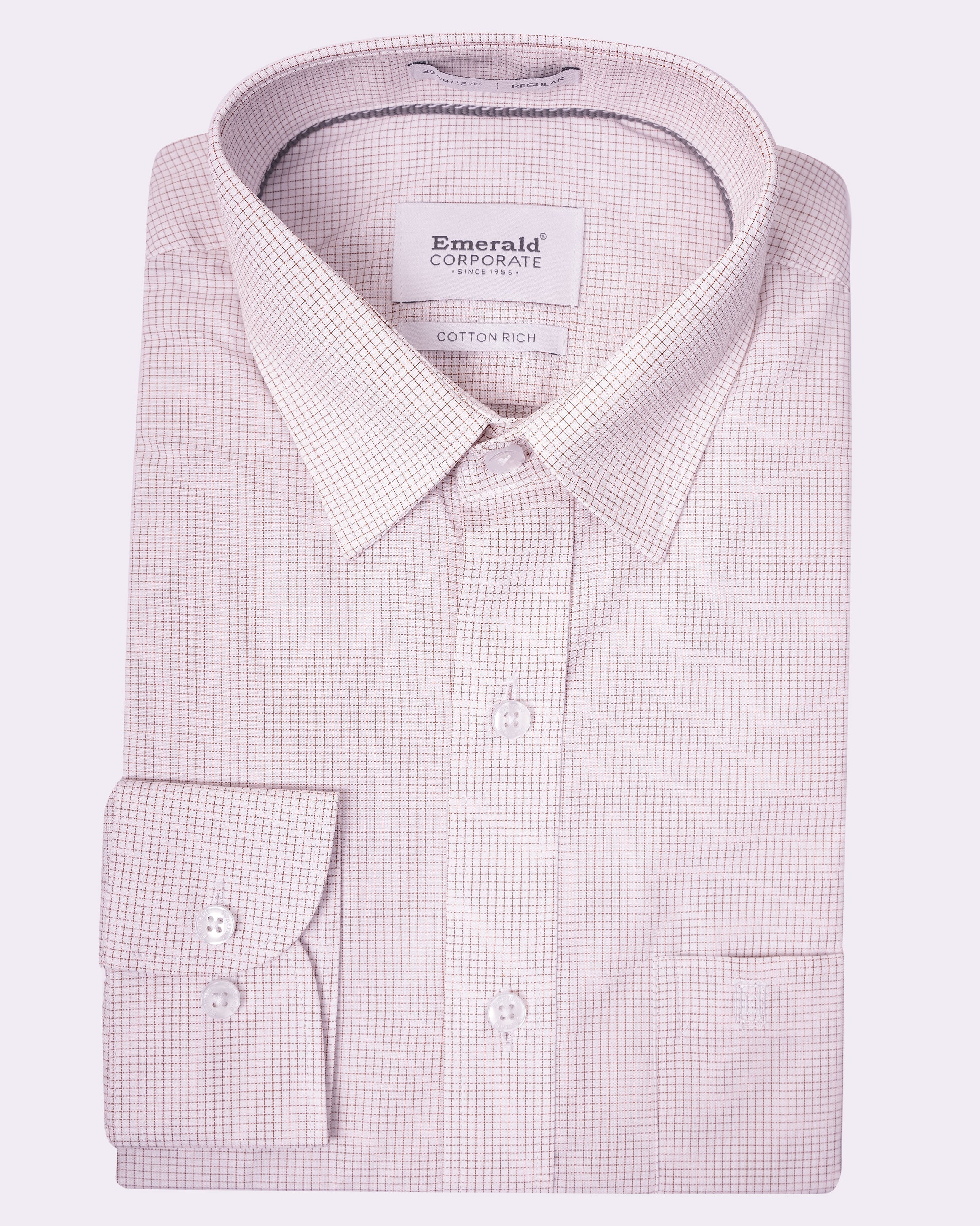 Emerald Corporate Checks Regular Fit - Brown Rawhide