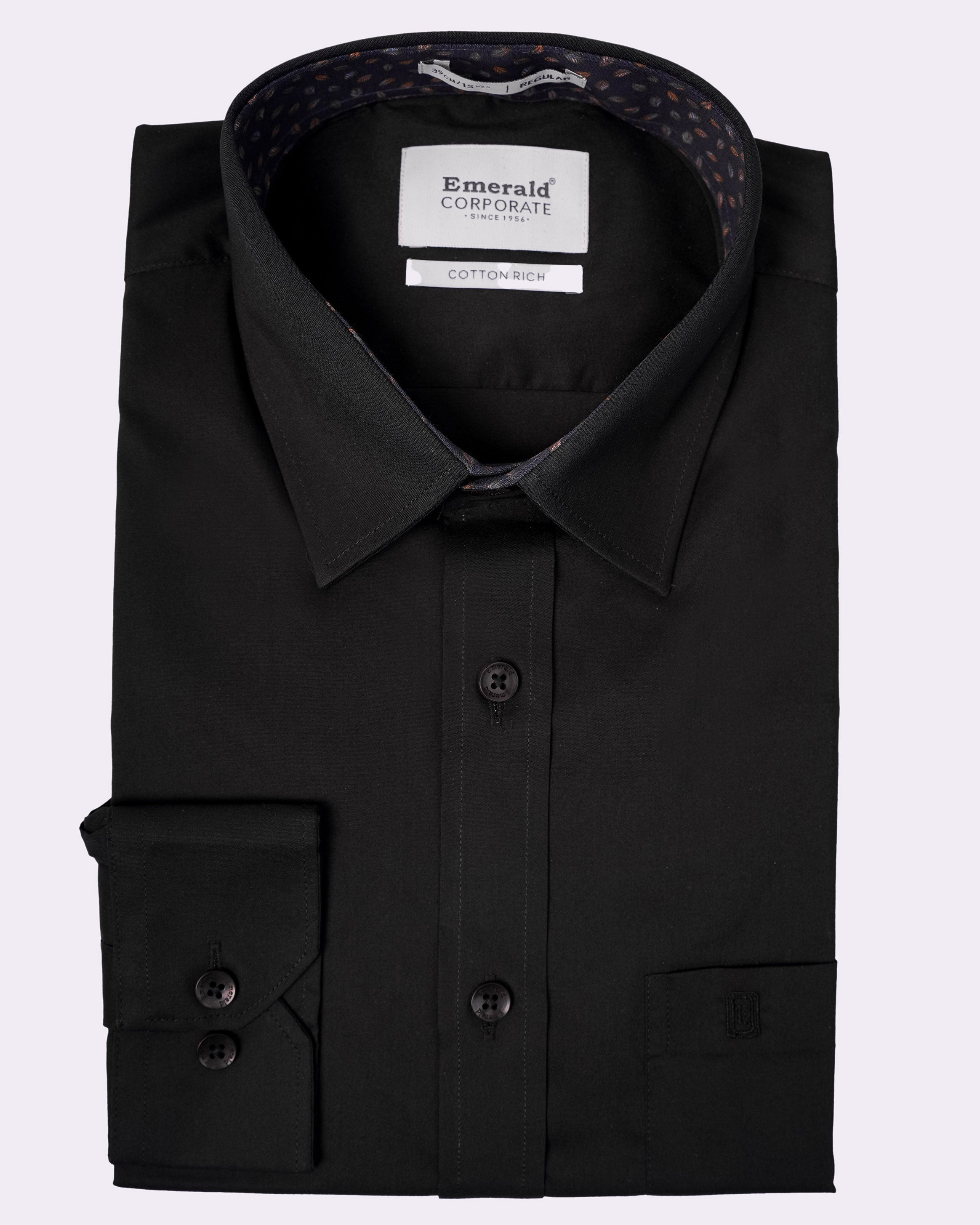 Emerald Corporate Plain Regular Fit - Black