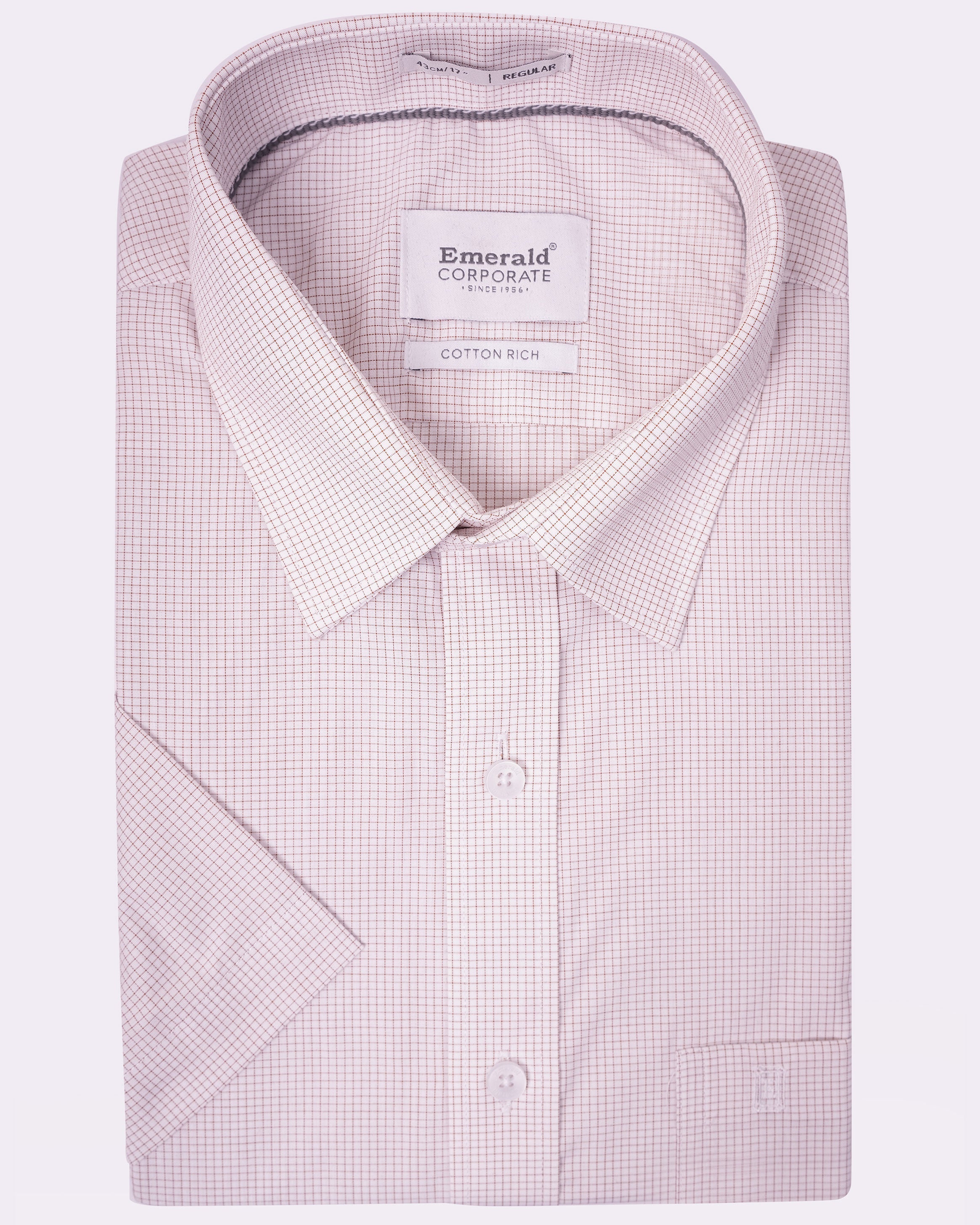 Emerald Corporate Checks Regular Fit - Brown Rawhide