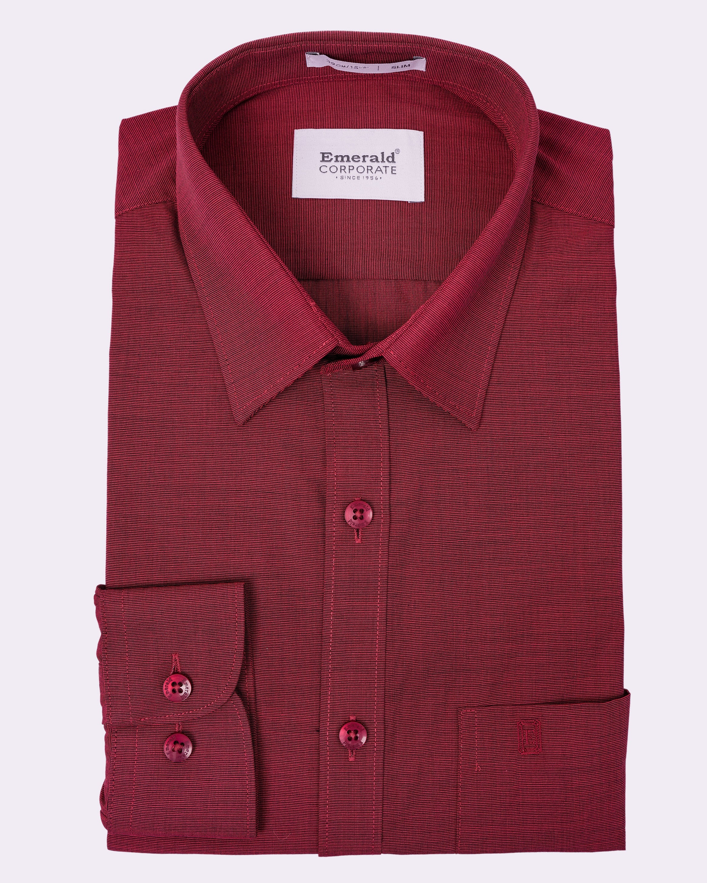 Emerald Corporate Fil A Fil Slim Fit - Lipstic Red