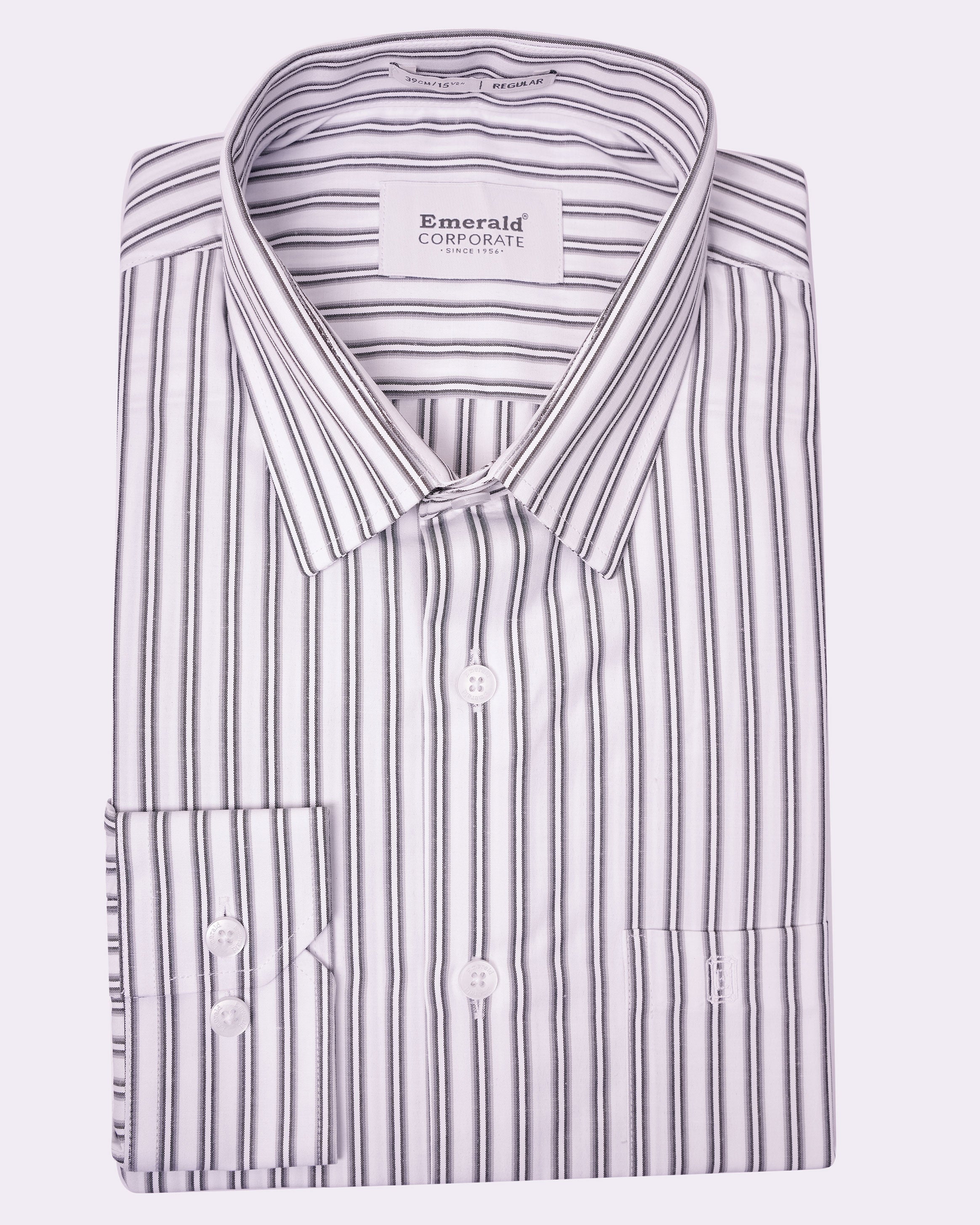 Emerald Corporate Stripe Regular Fit - Steel Grey