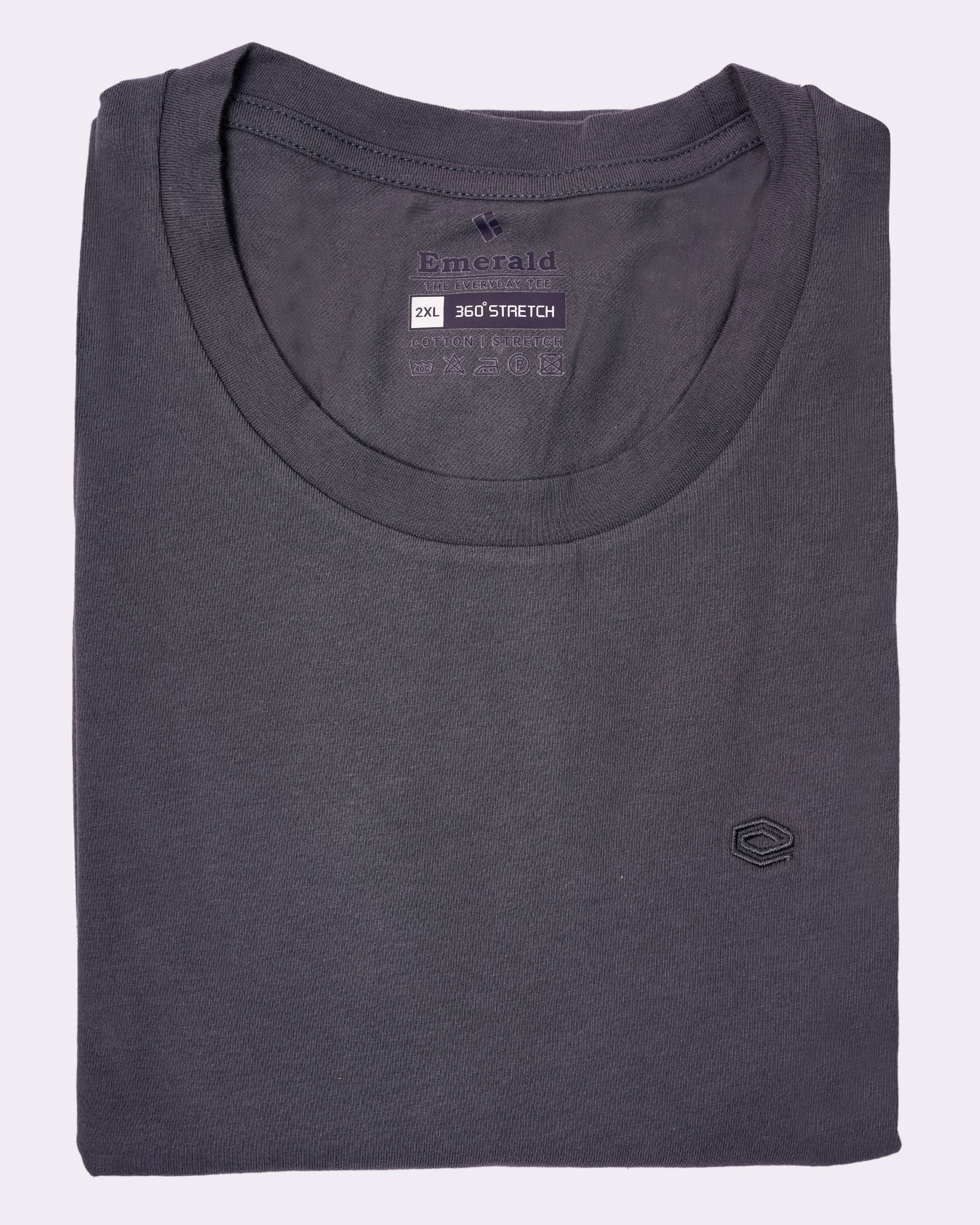 Emerald Crew Neck Plain Slim Fit - Dark Denim