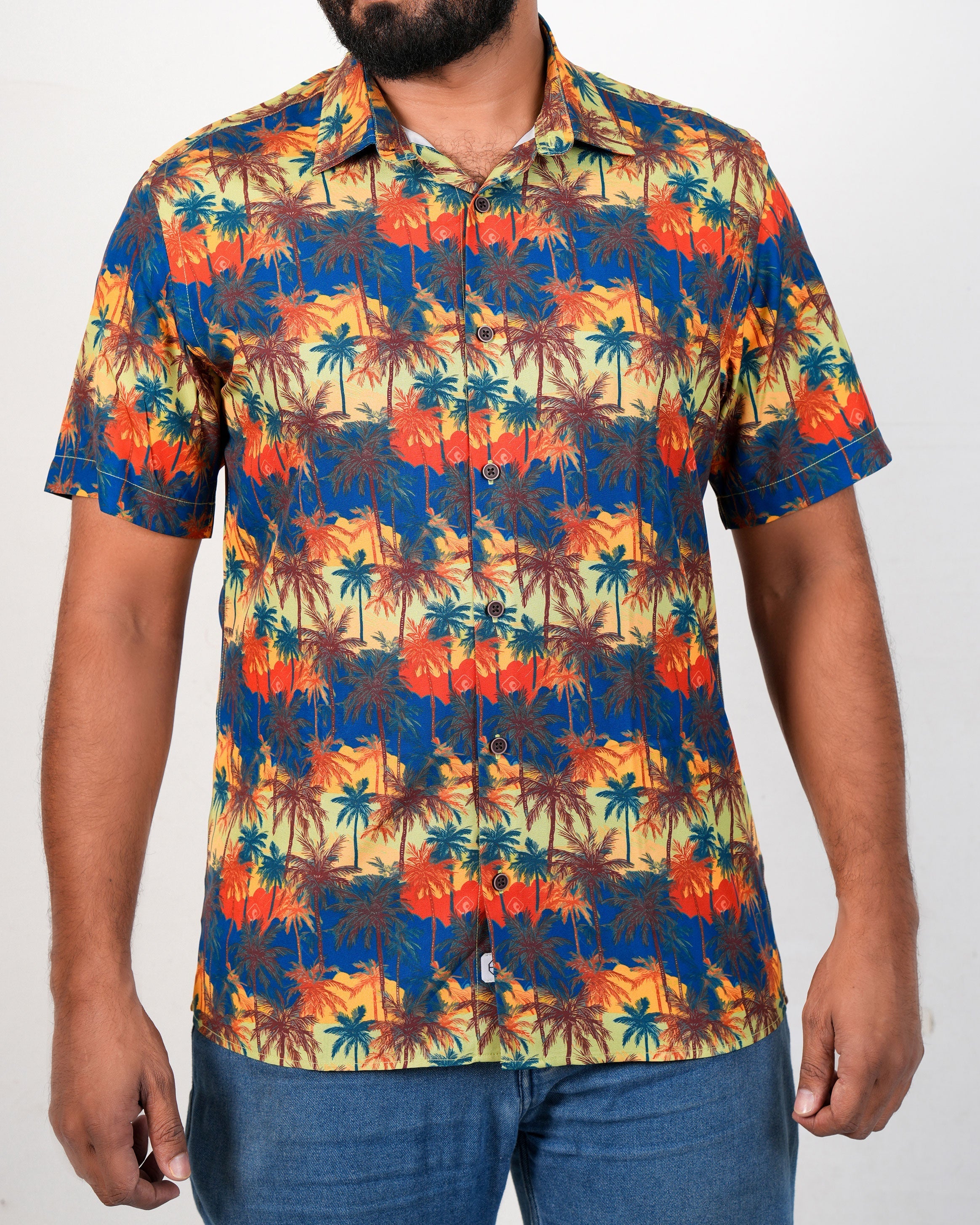 Emerald Casual Printed Slim Fit-Blazing Yellow