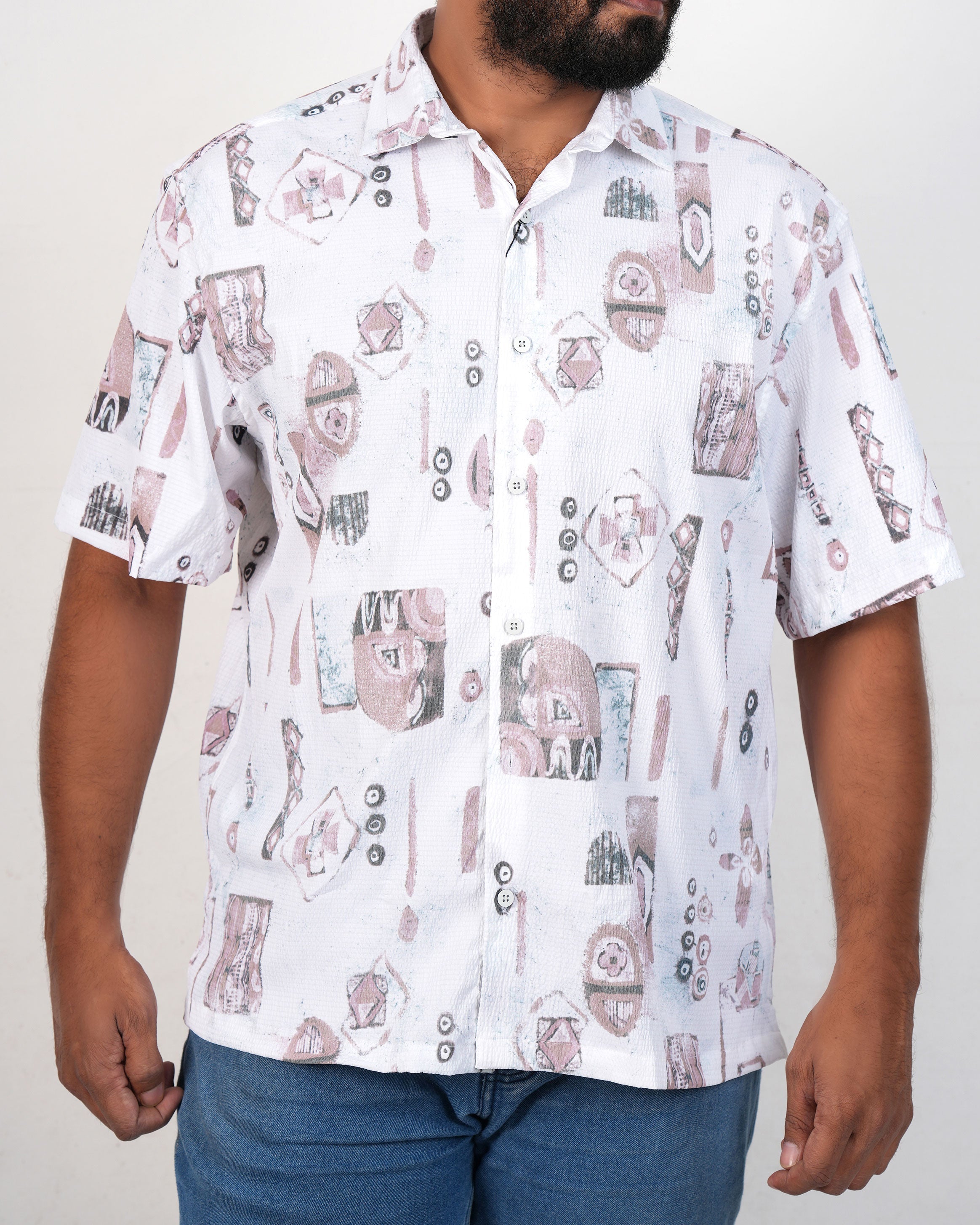 Emerald Printed Oversized Shirt-Brown Henna