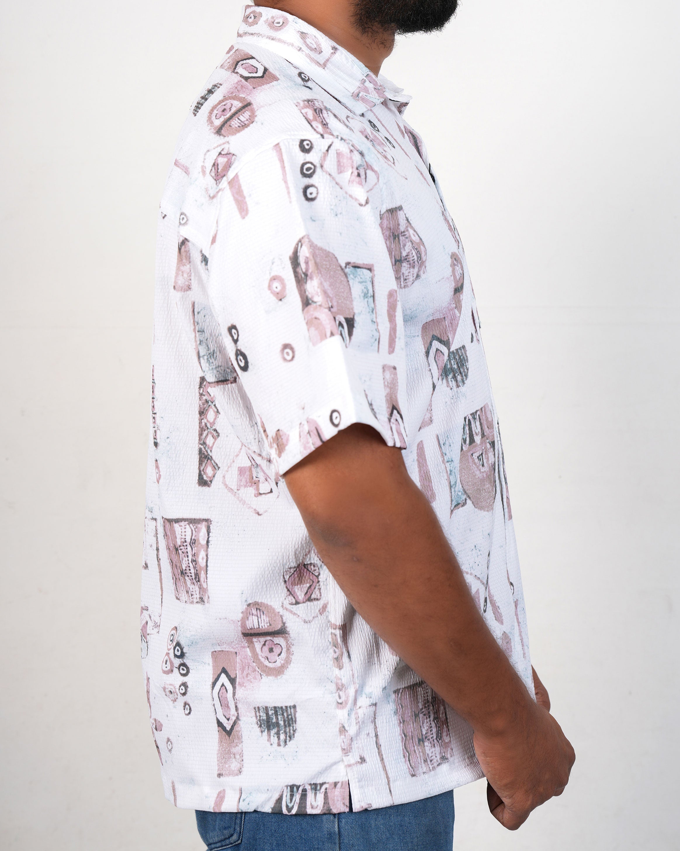 Emerald Printed Oversized Shirt-Brown Henna