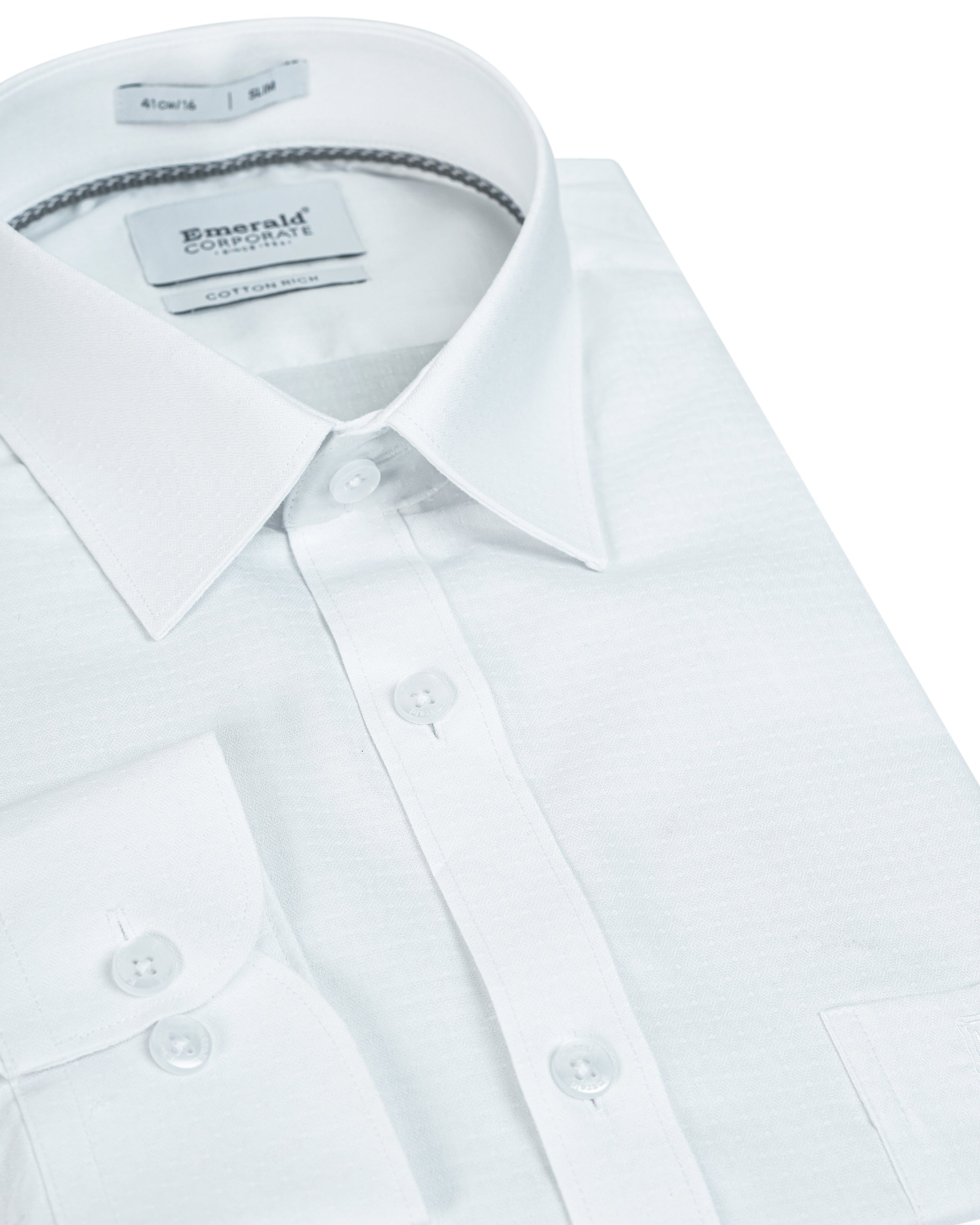 Emerald Corporate dobby Slim Fit-Bone White