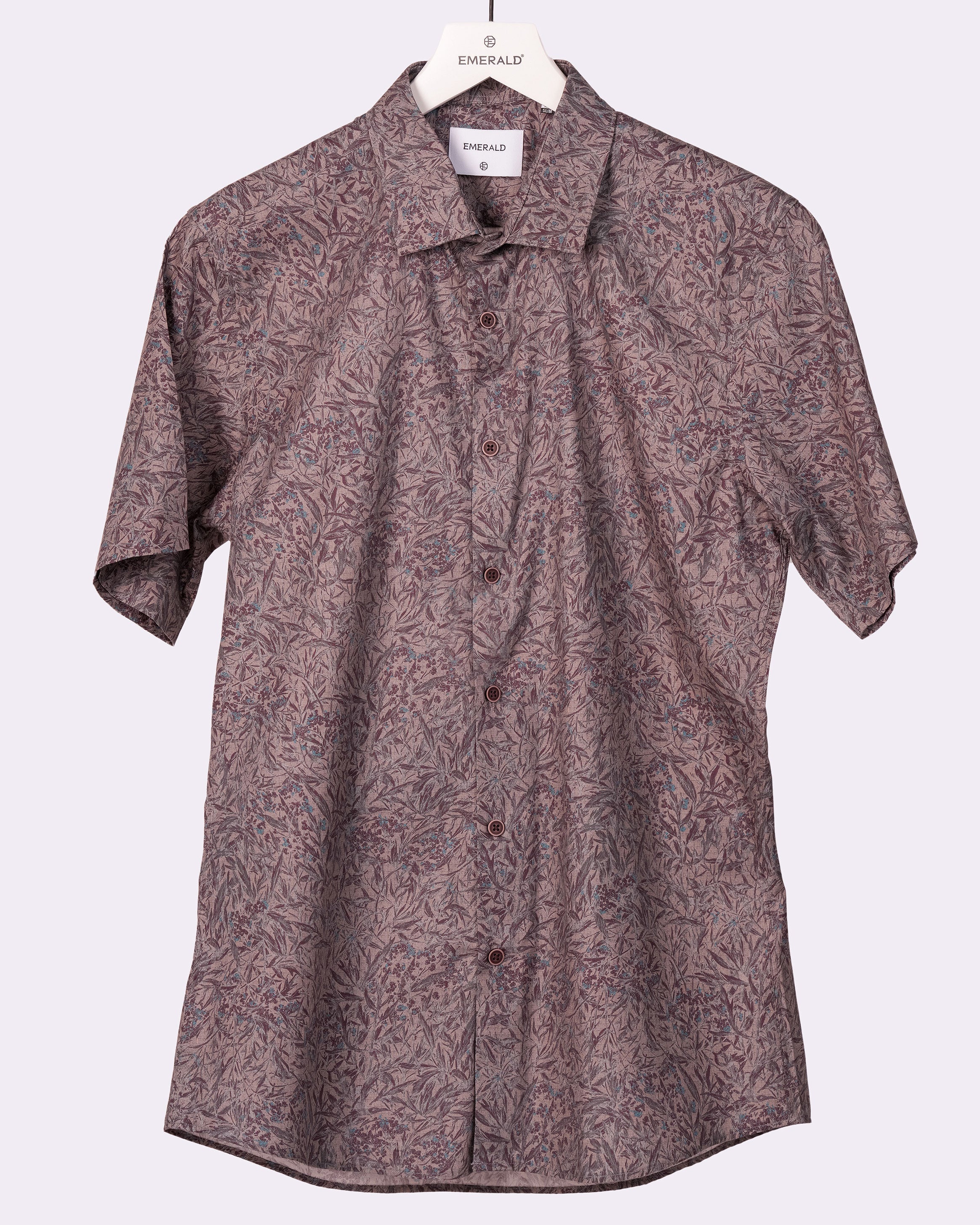 Emerald Casual Printed Slim Fit - Plum Wine