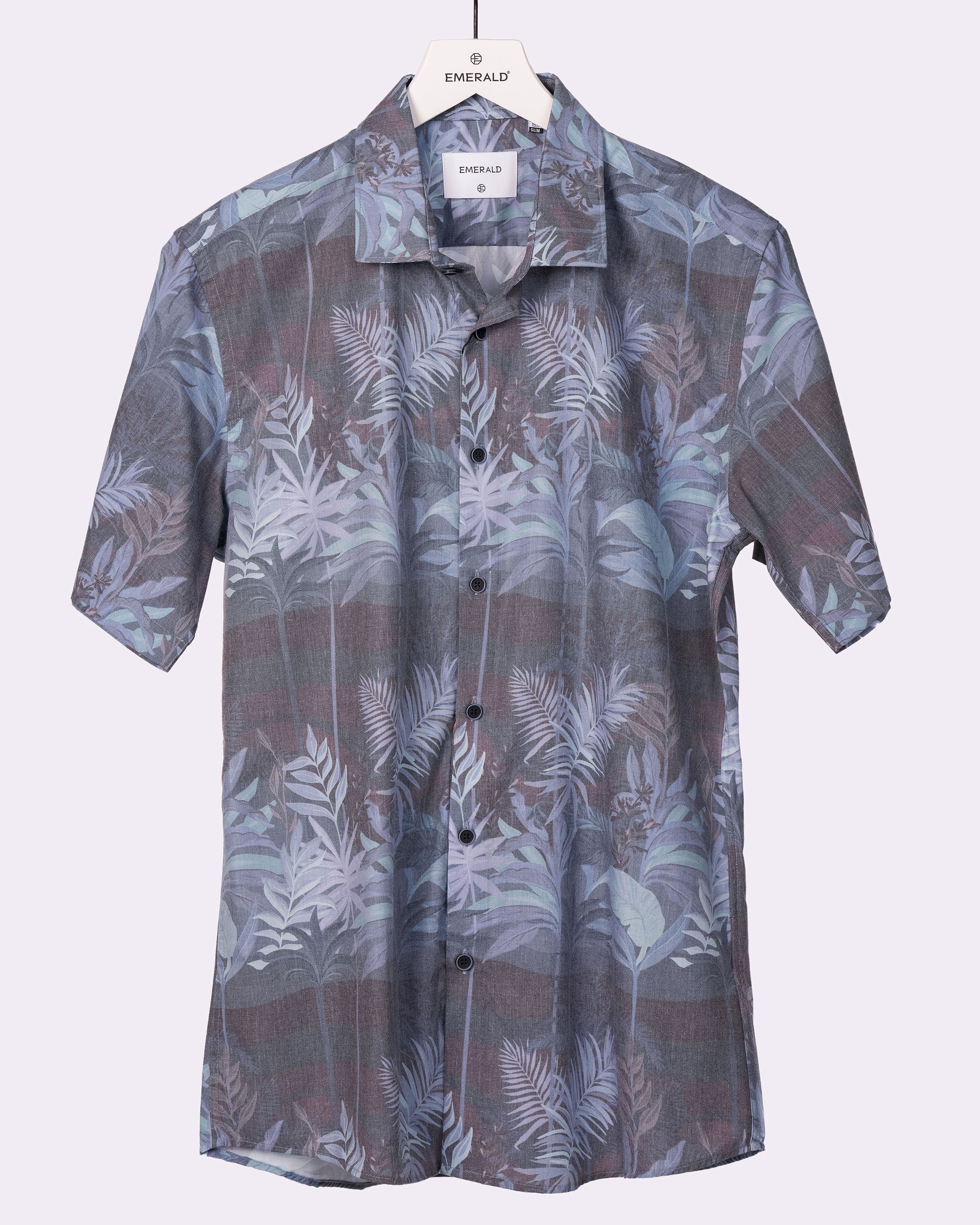 Emerald Casual Printed Slim Fit - Aegean Blue