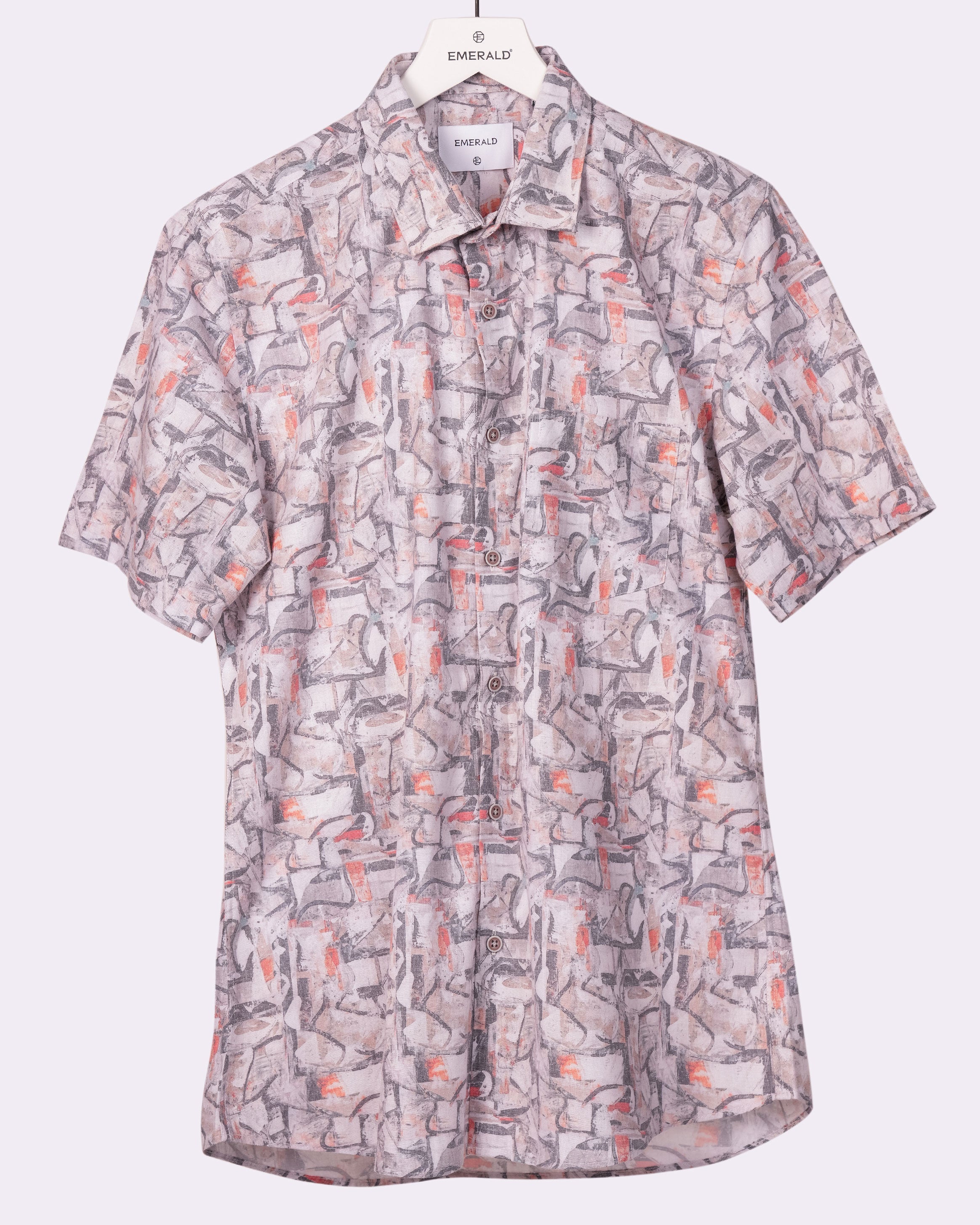 Emerald Casual Printed Leisure Fit - Steel Grey