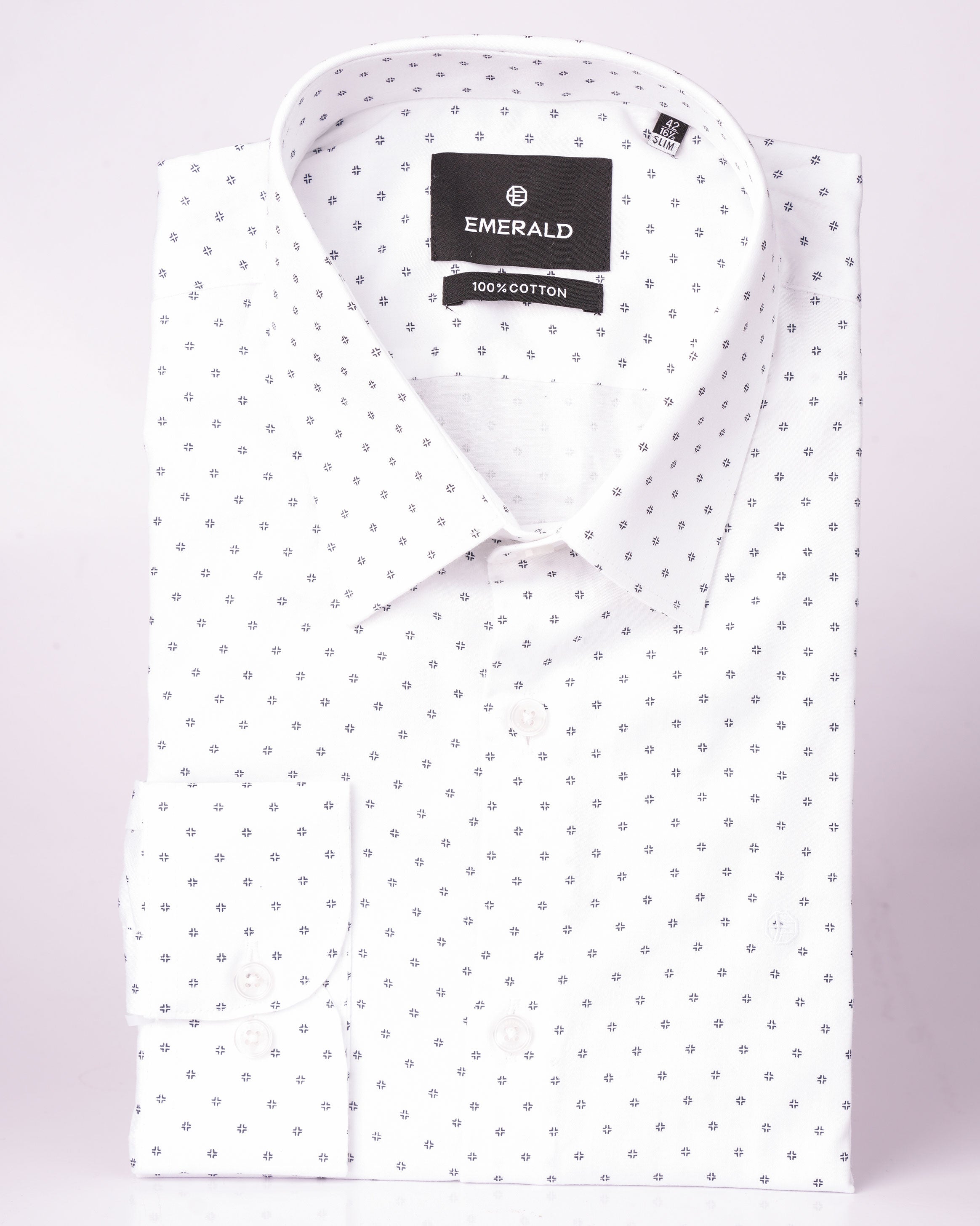 Emerald Formal Printed Slim Fit - Bone White