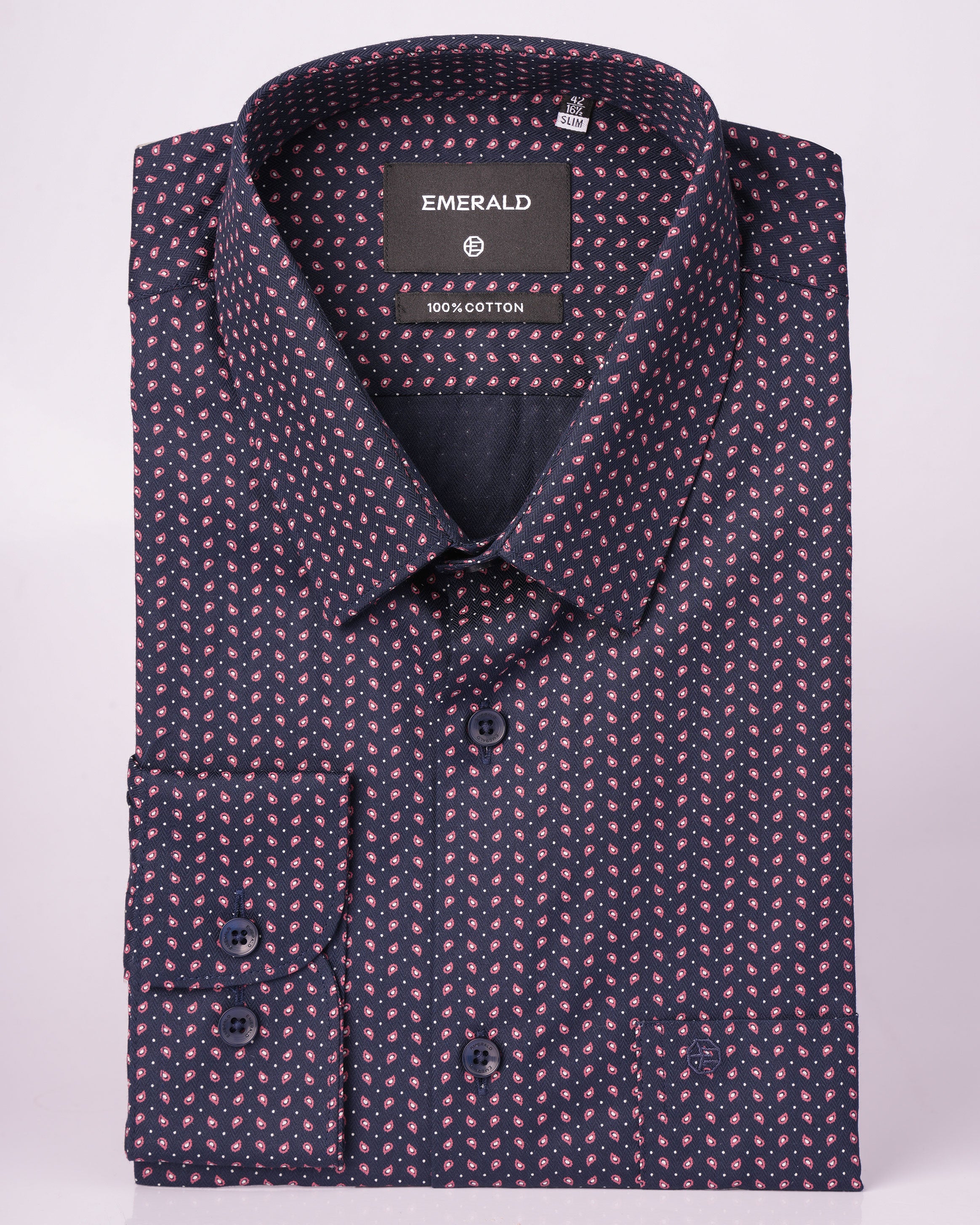 Emerald Formal Printed Slim Fit - True Navy
