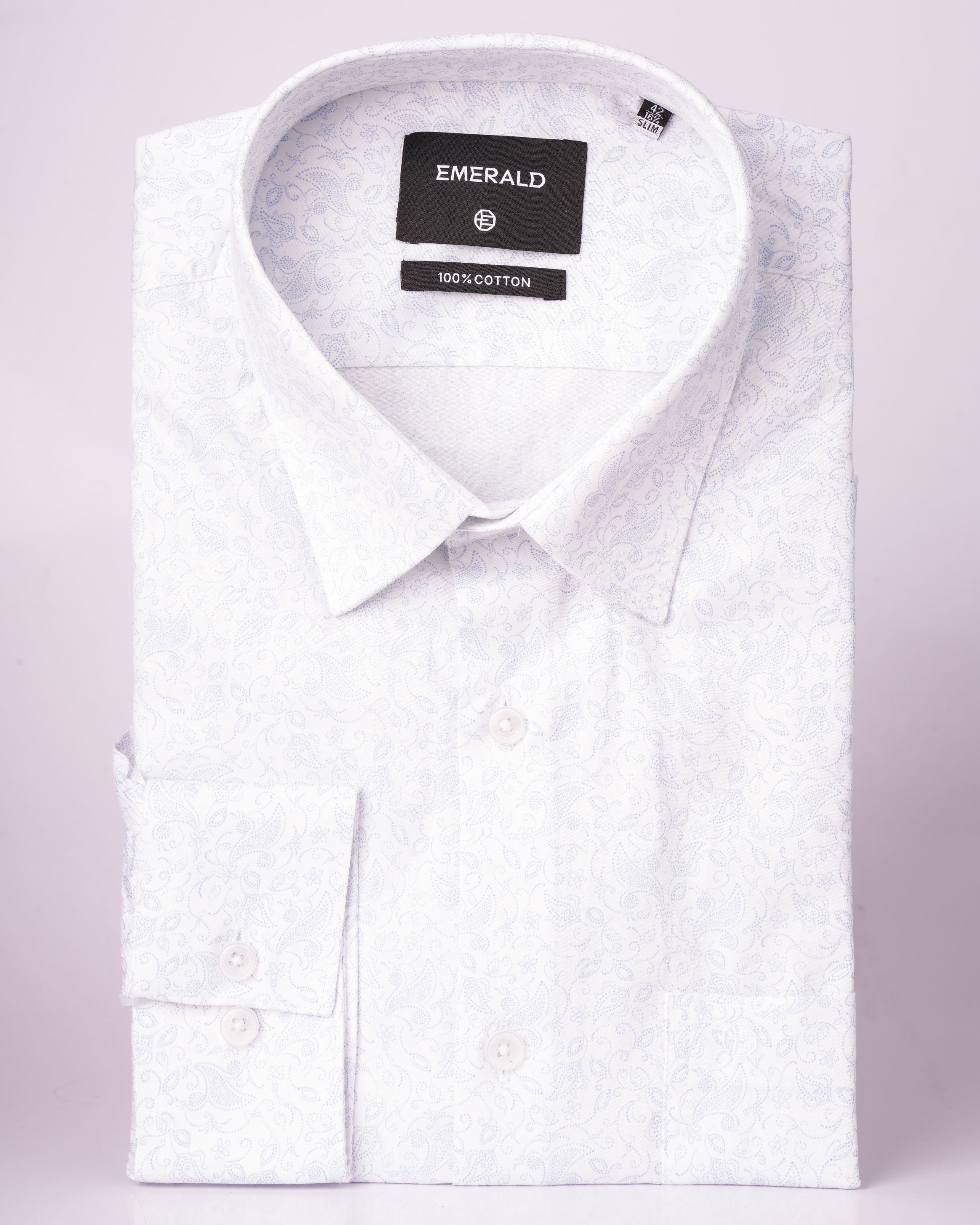 Emerald Formal Printed Slim Fit - Sky