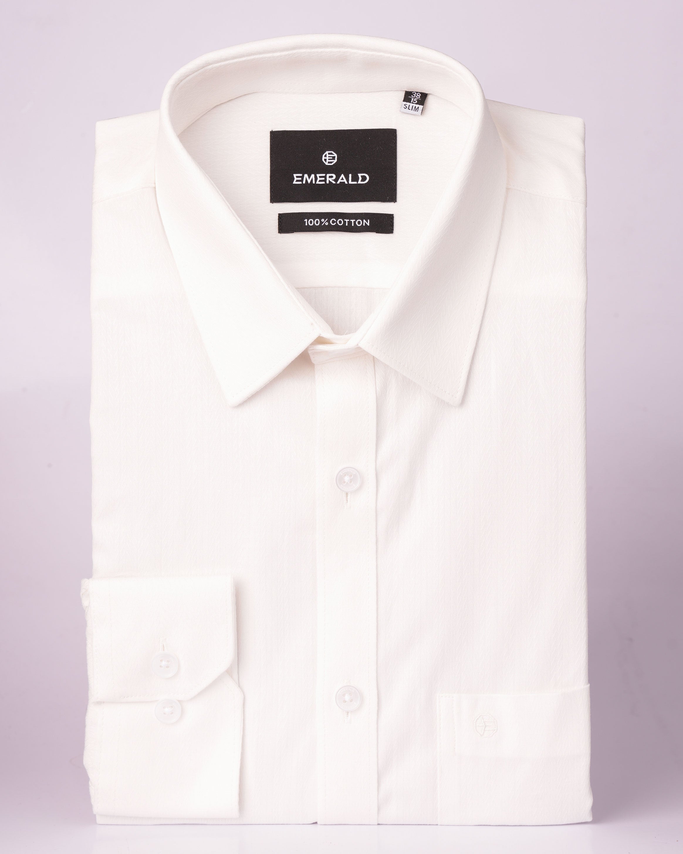 Emerald Formal Dobby Slim Fit - White