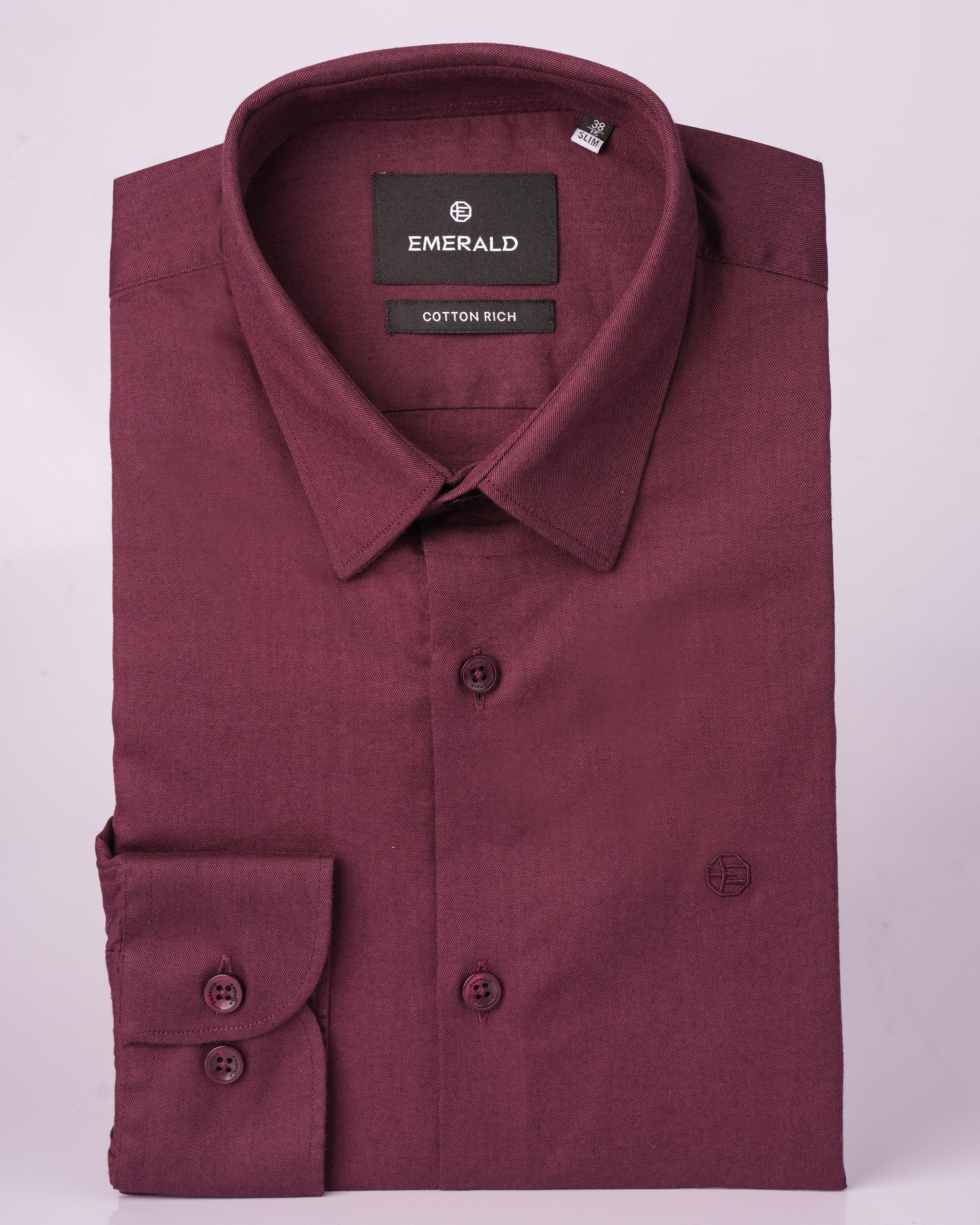 Emerald Evening Plain Slim Fit - Maroon
