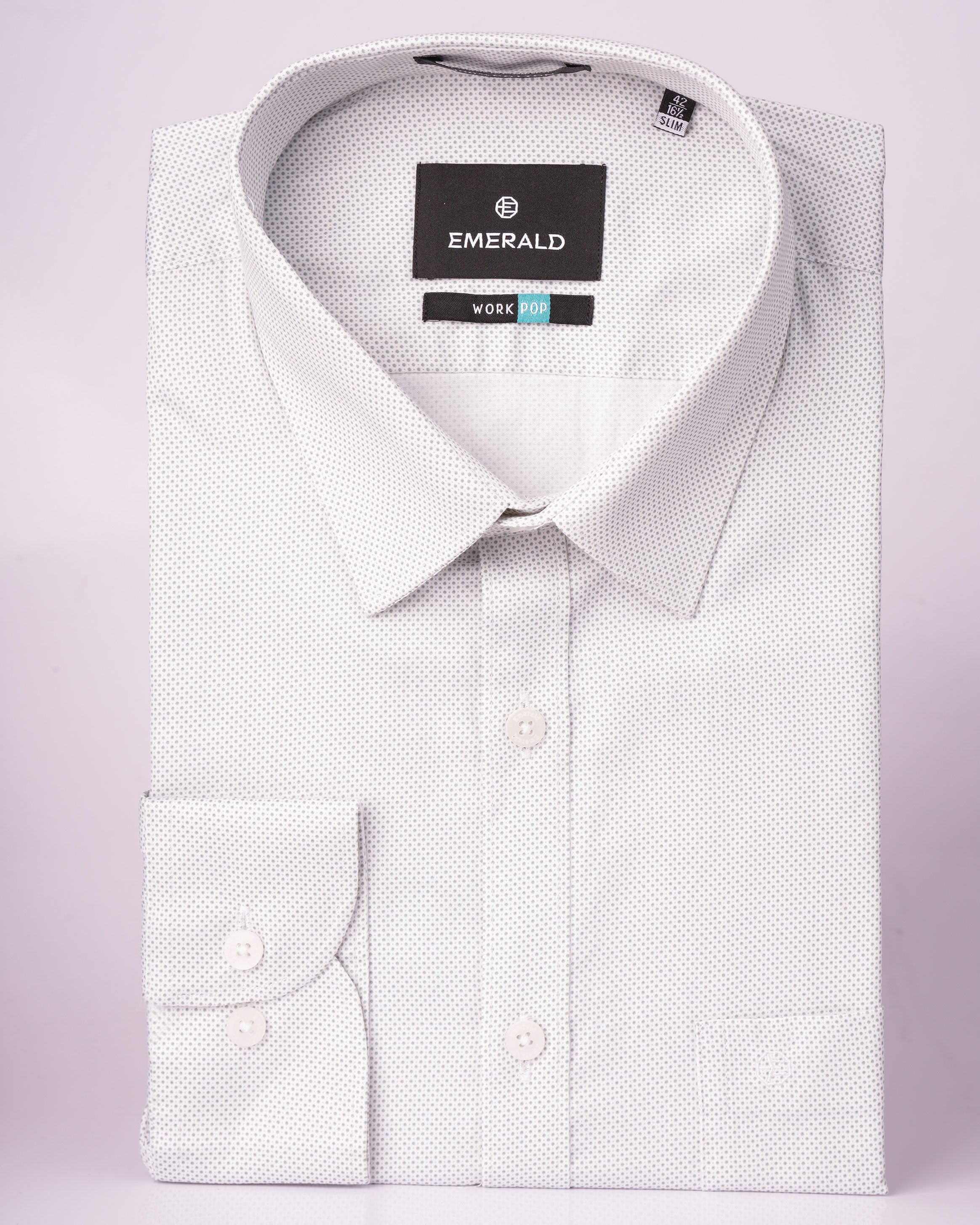 Emerald Formal Printed Slim Fit - White