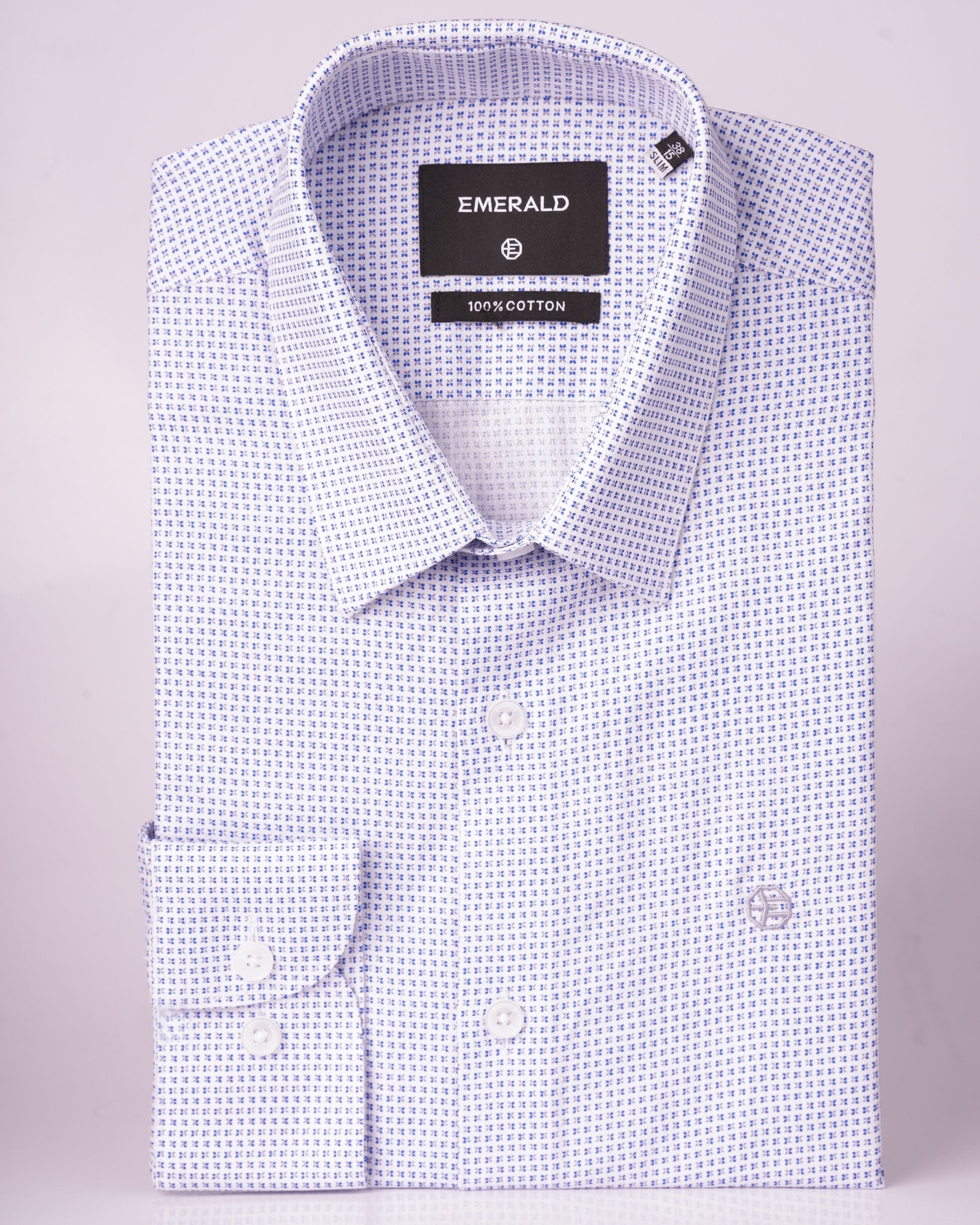 Emerald Formal Printed Slim Fit - Vista Blue