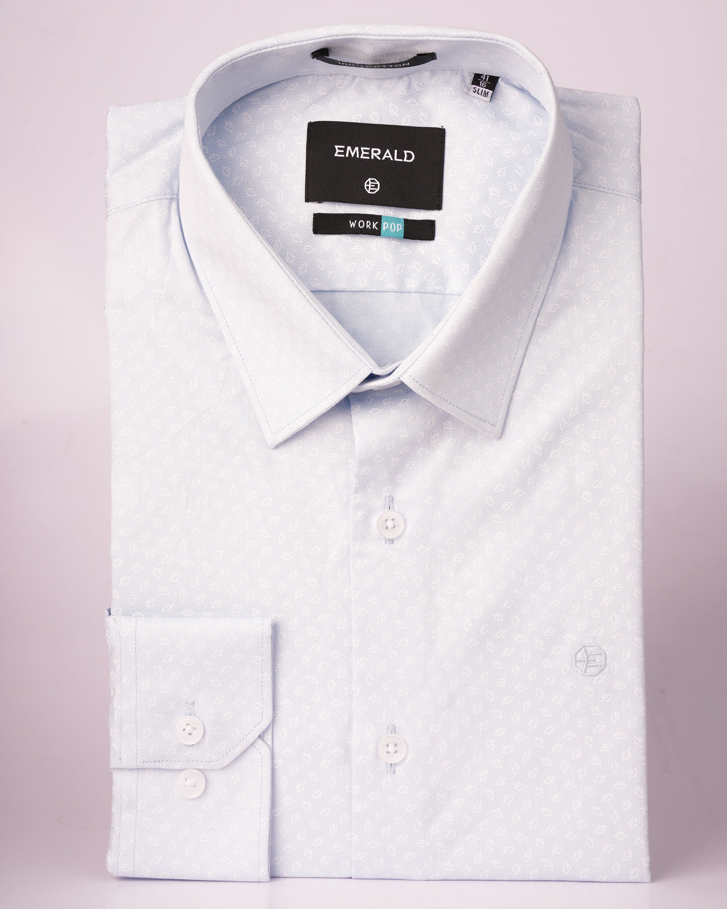 Emerald Formal Printed Slim Fit - Sky