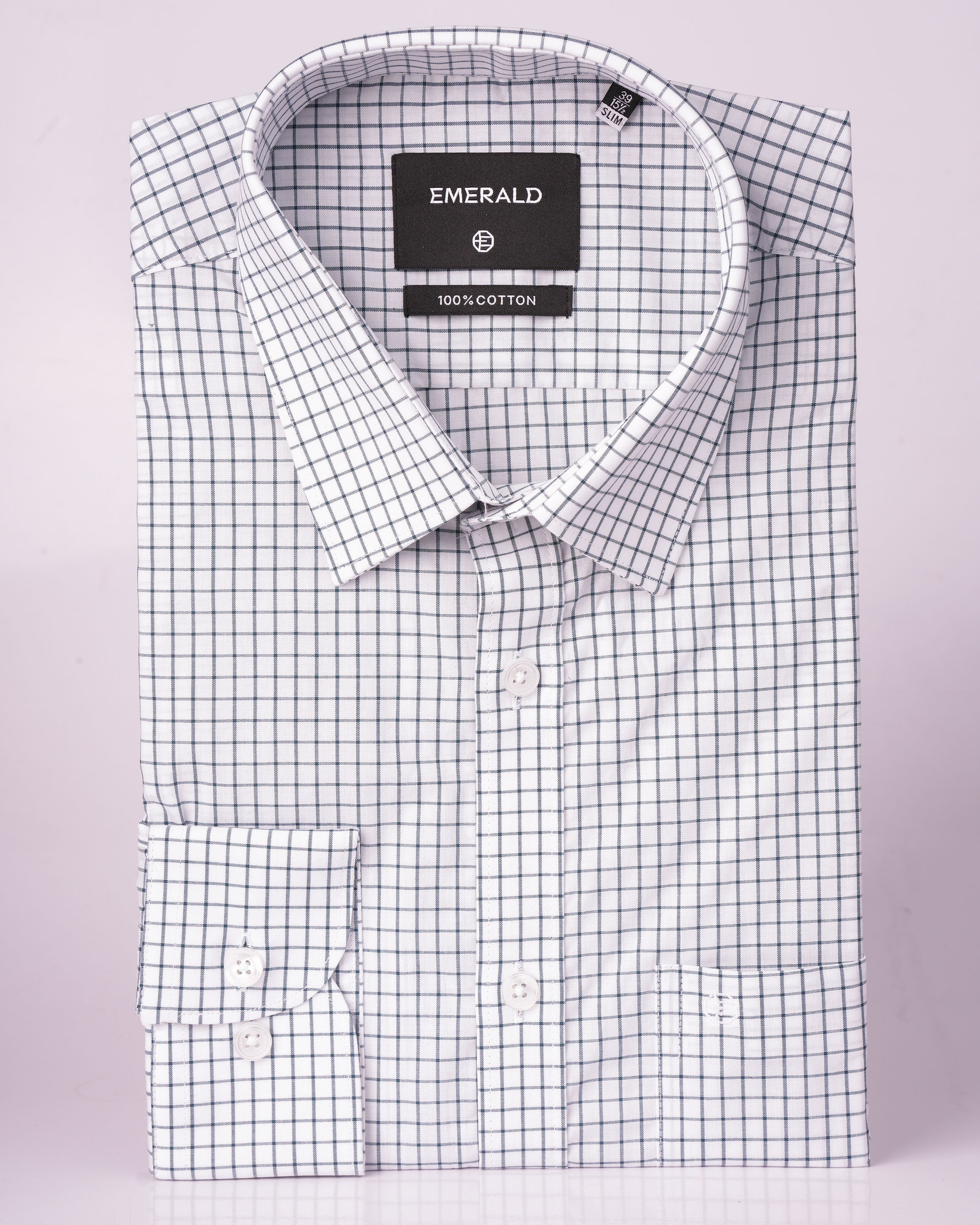 Emerald Formal Checks Slim Fit - Green
