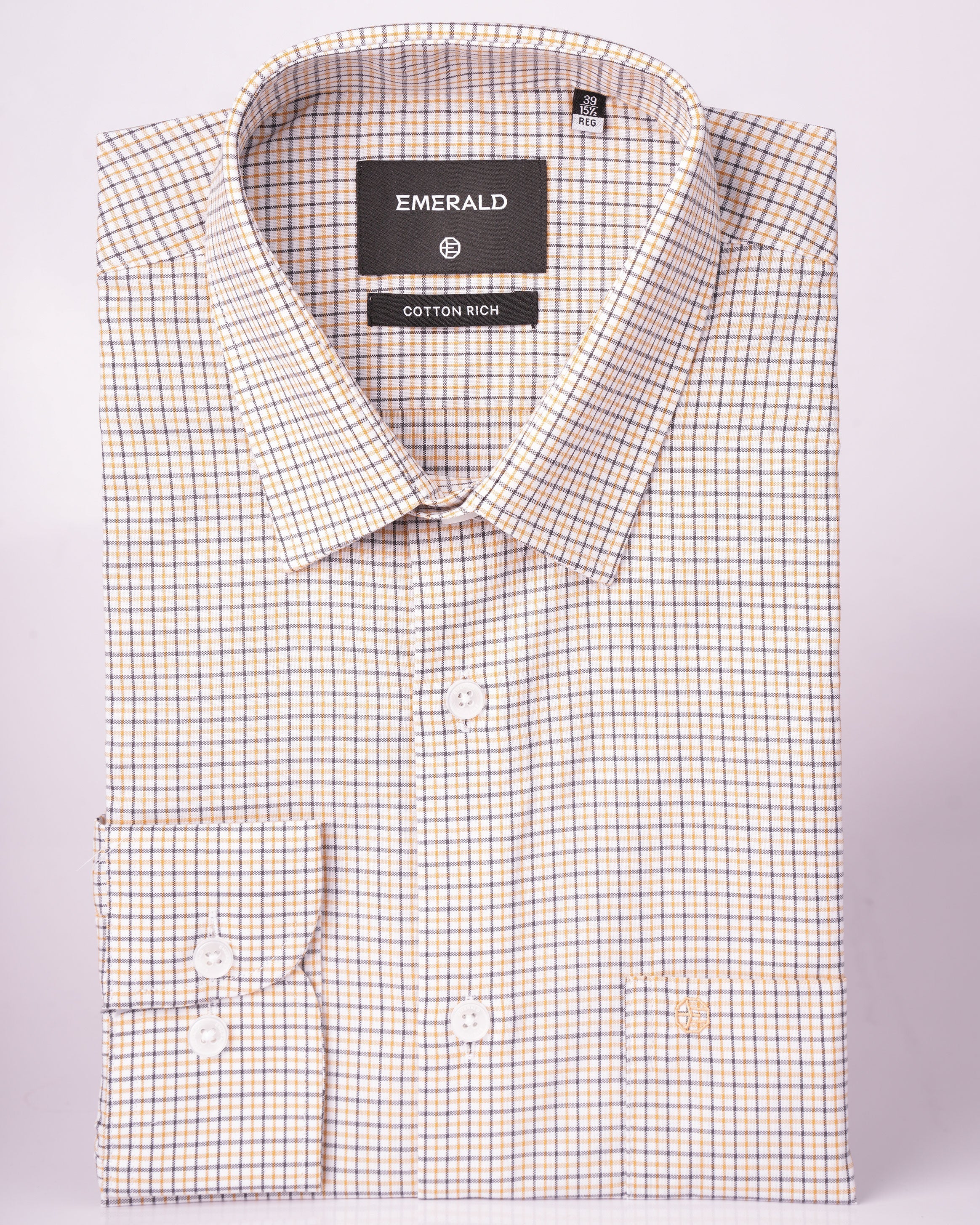 Emerald Formal Checks Regular Fit - Banana Cream