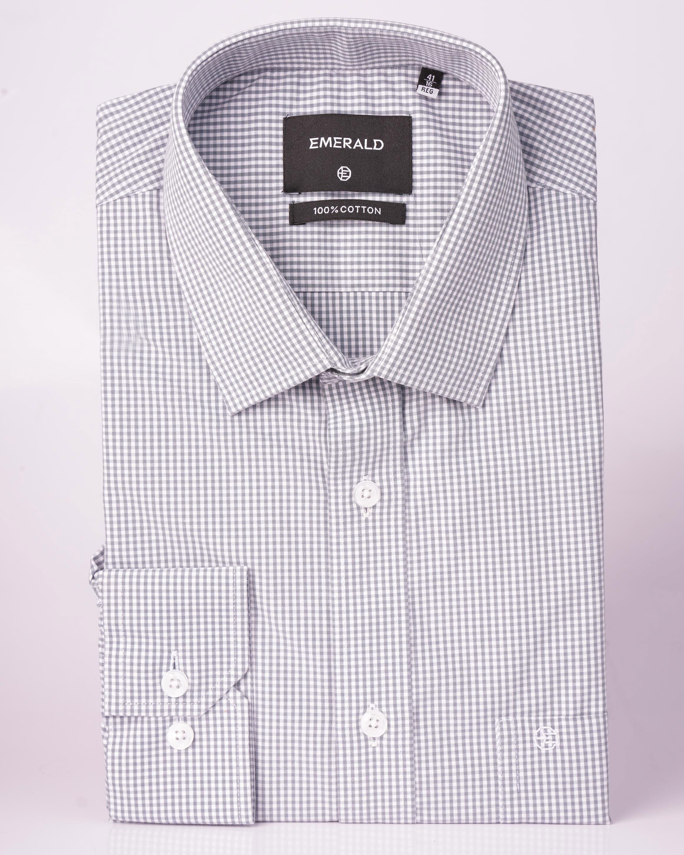 Emerald Formal Micro Checks Regular Fit - Dark Denim