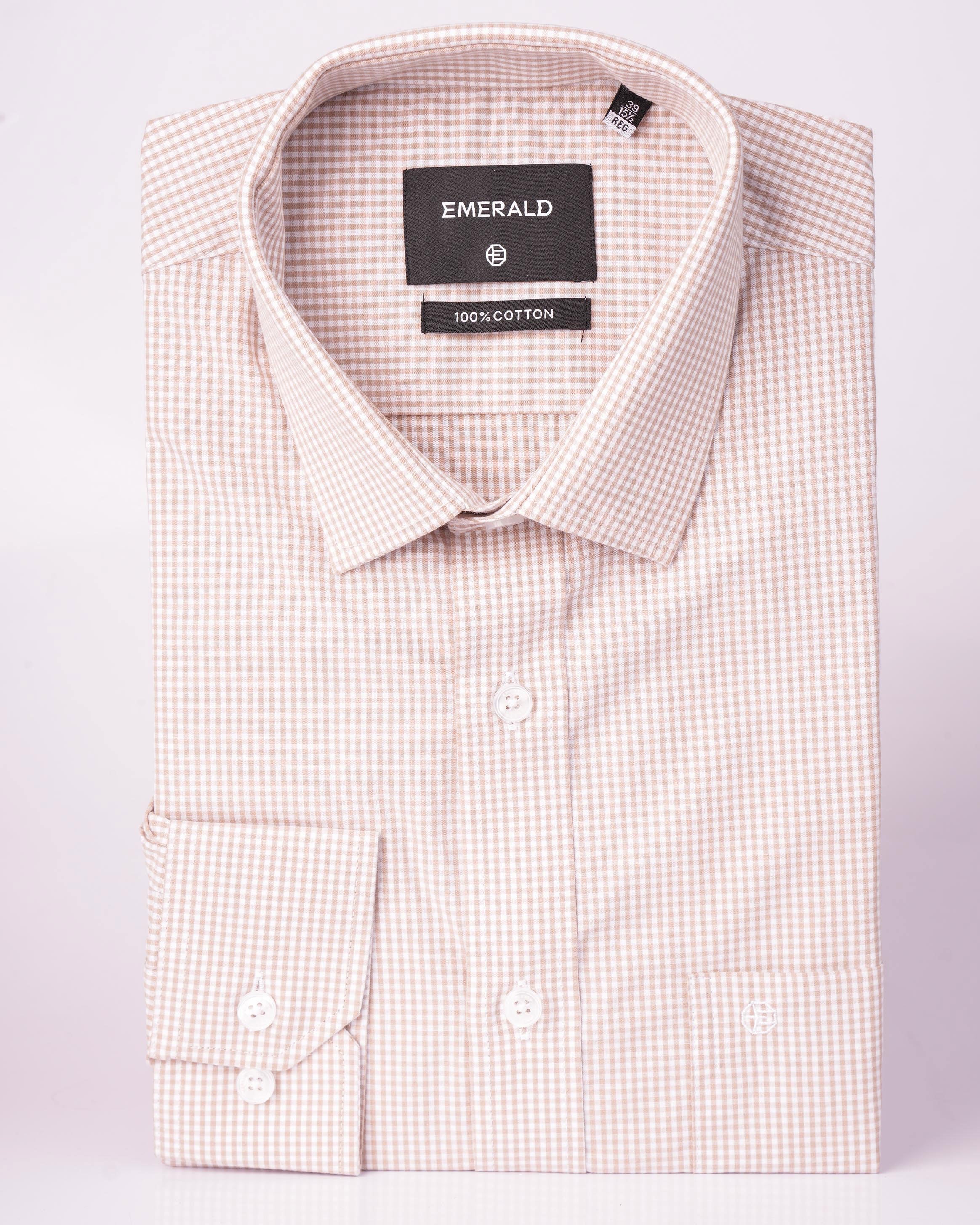 Emerald Formal Micro Checks Regular Fit - Chocolate Truffel