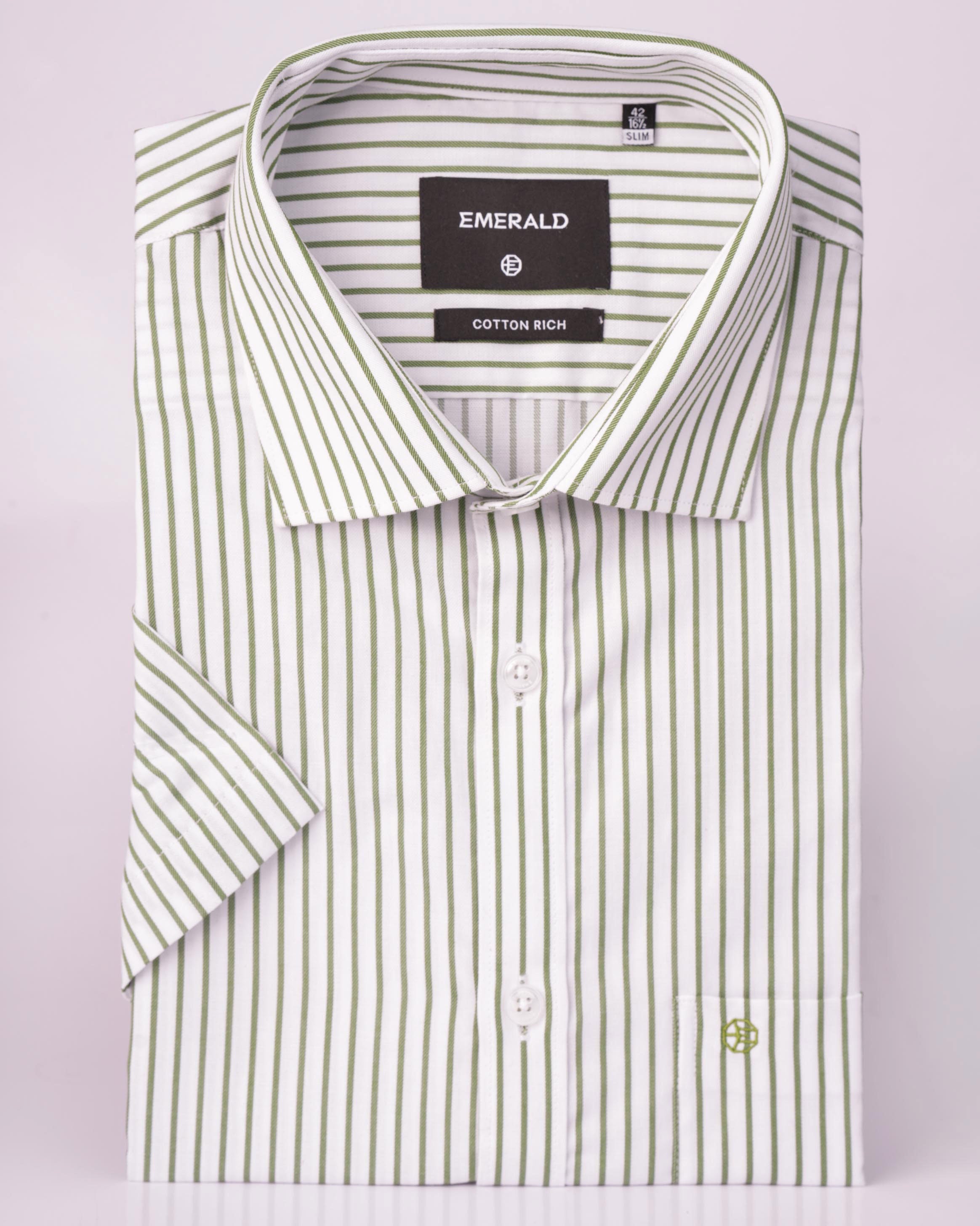 Emerald Formal Stripe Slim Fit - Hedge Green