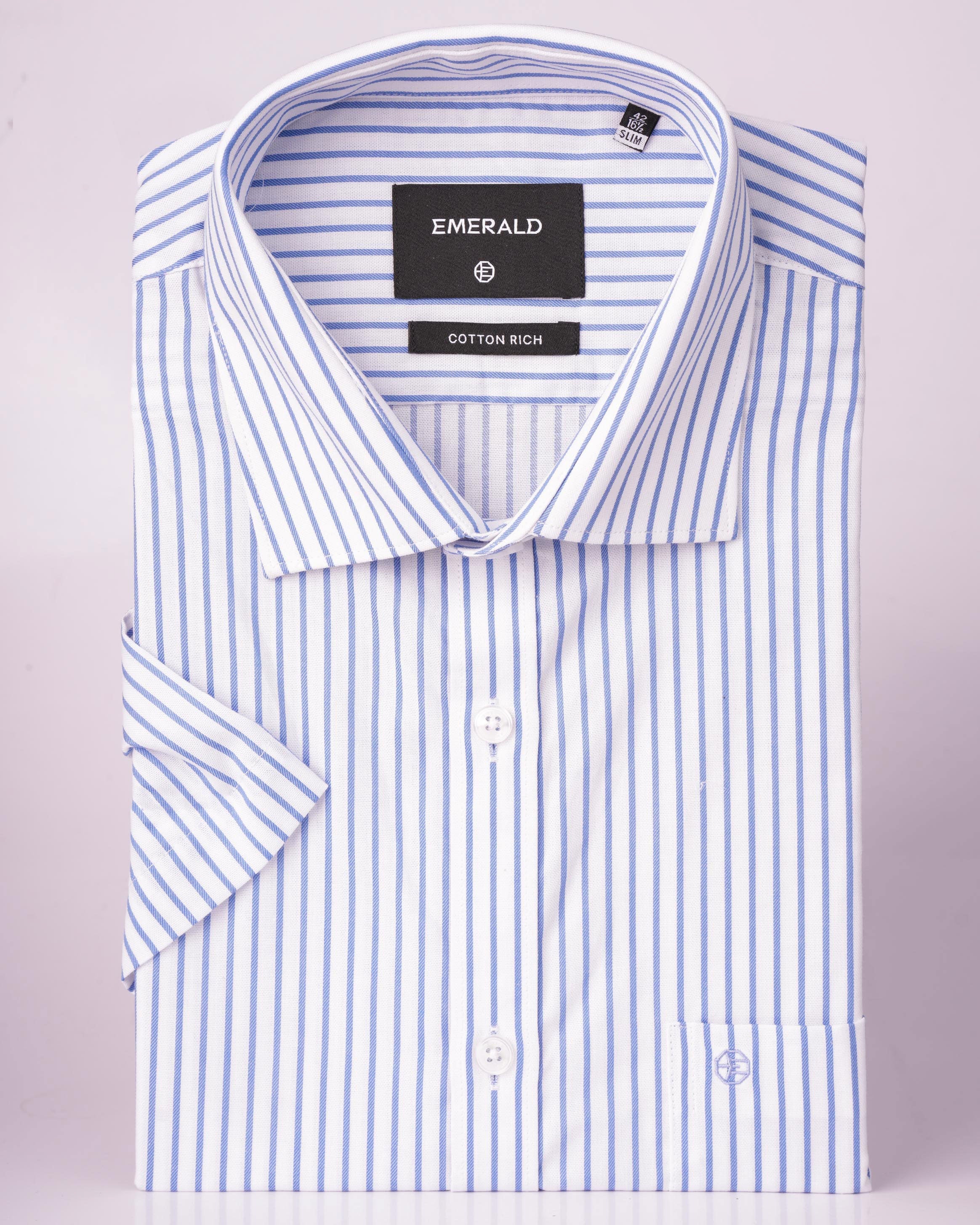 Emerald Formal Stripe Slim Fit - Vista Blue