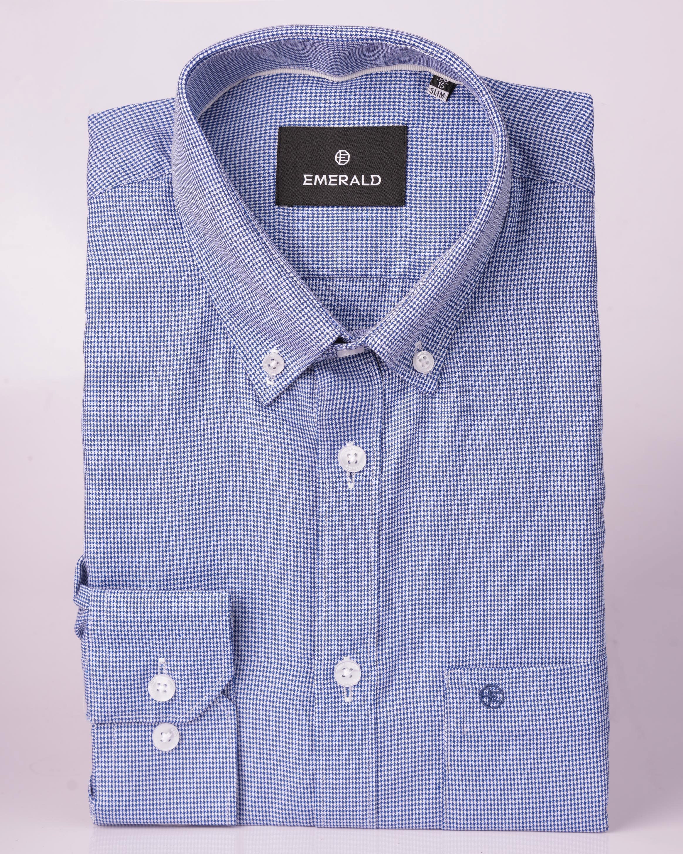 Emerald Formal Houndstooth Slim Fit - Vista Blue