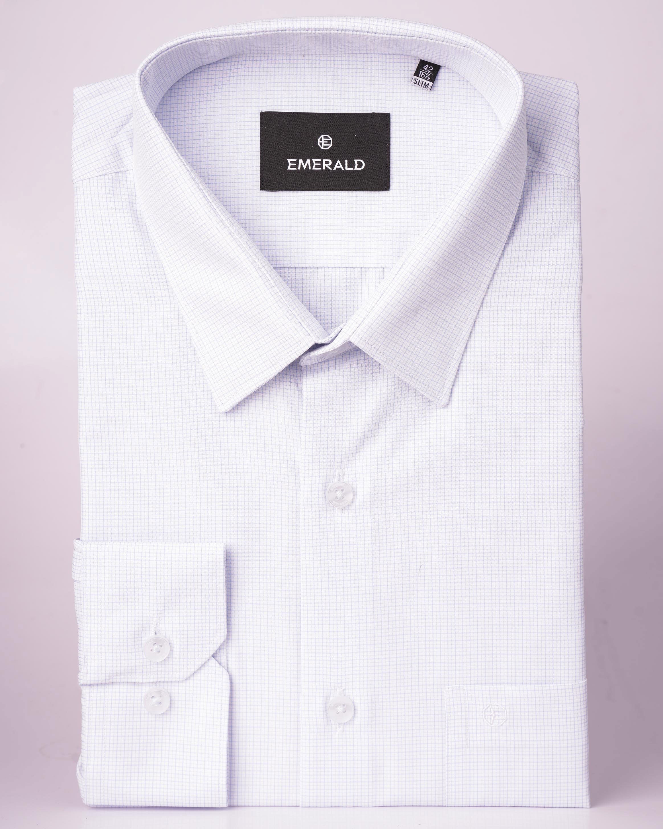 Emerald Formal Checks Slim Fit - Baby Blue